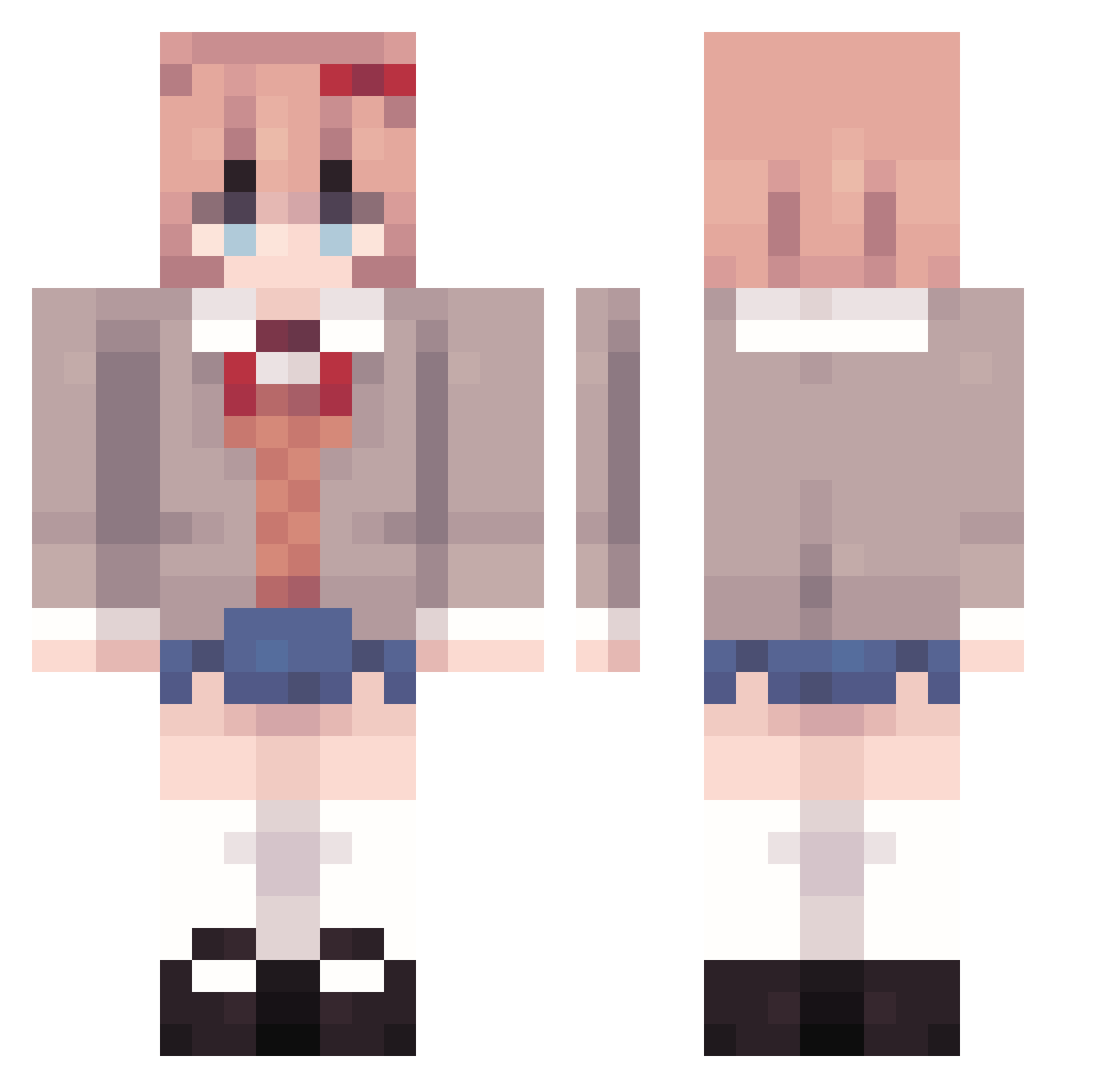 xanm Minecraft skin, front and back view