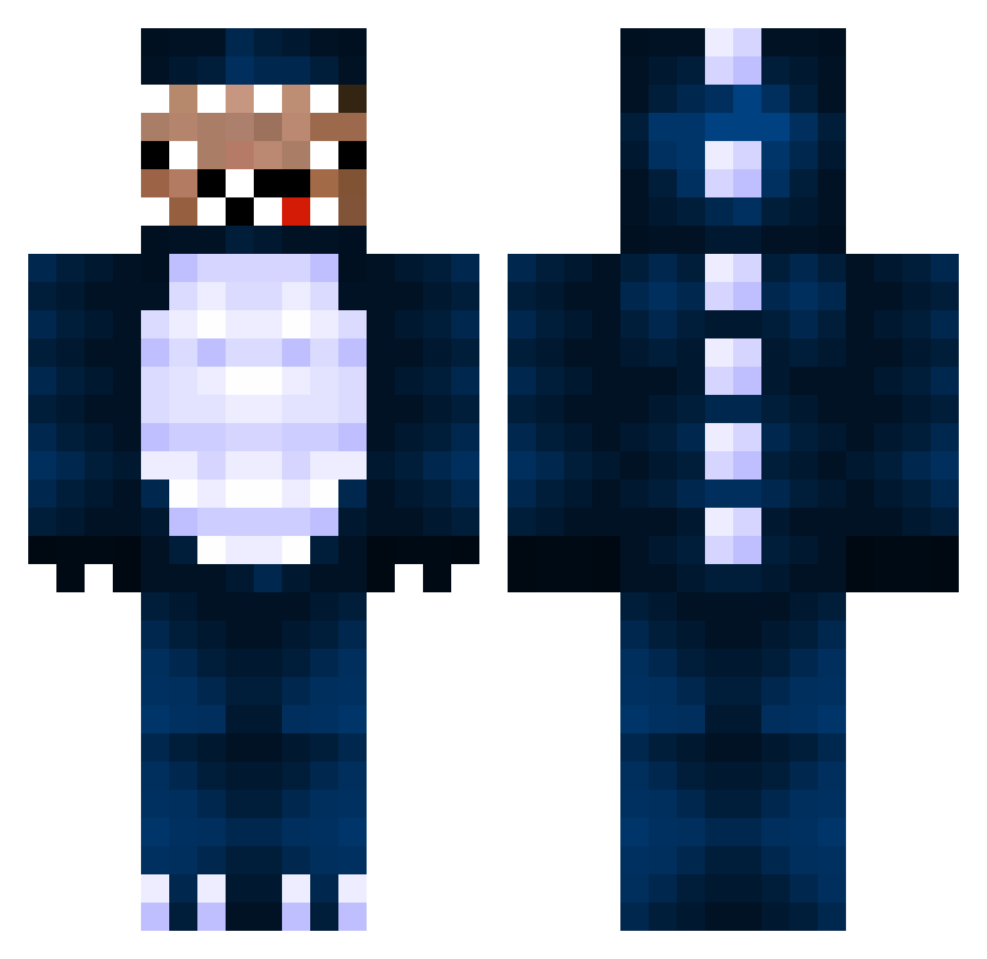 Plexz Minecraft skin, front and back view