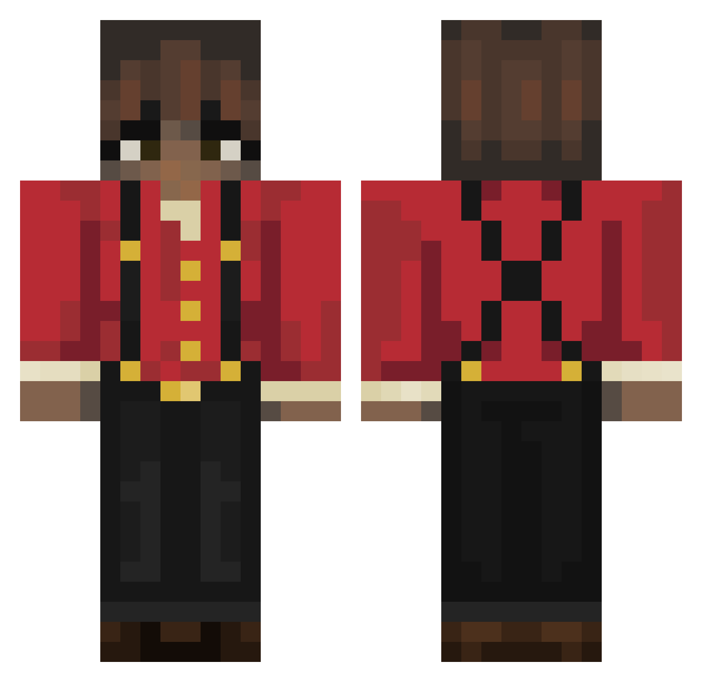 TrueSovereign Minecraft skin, front and back view