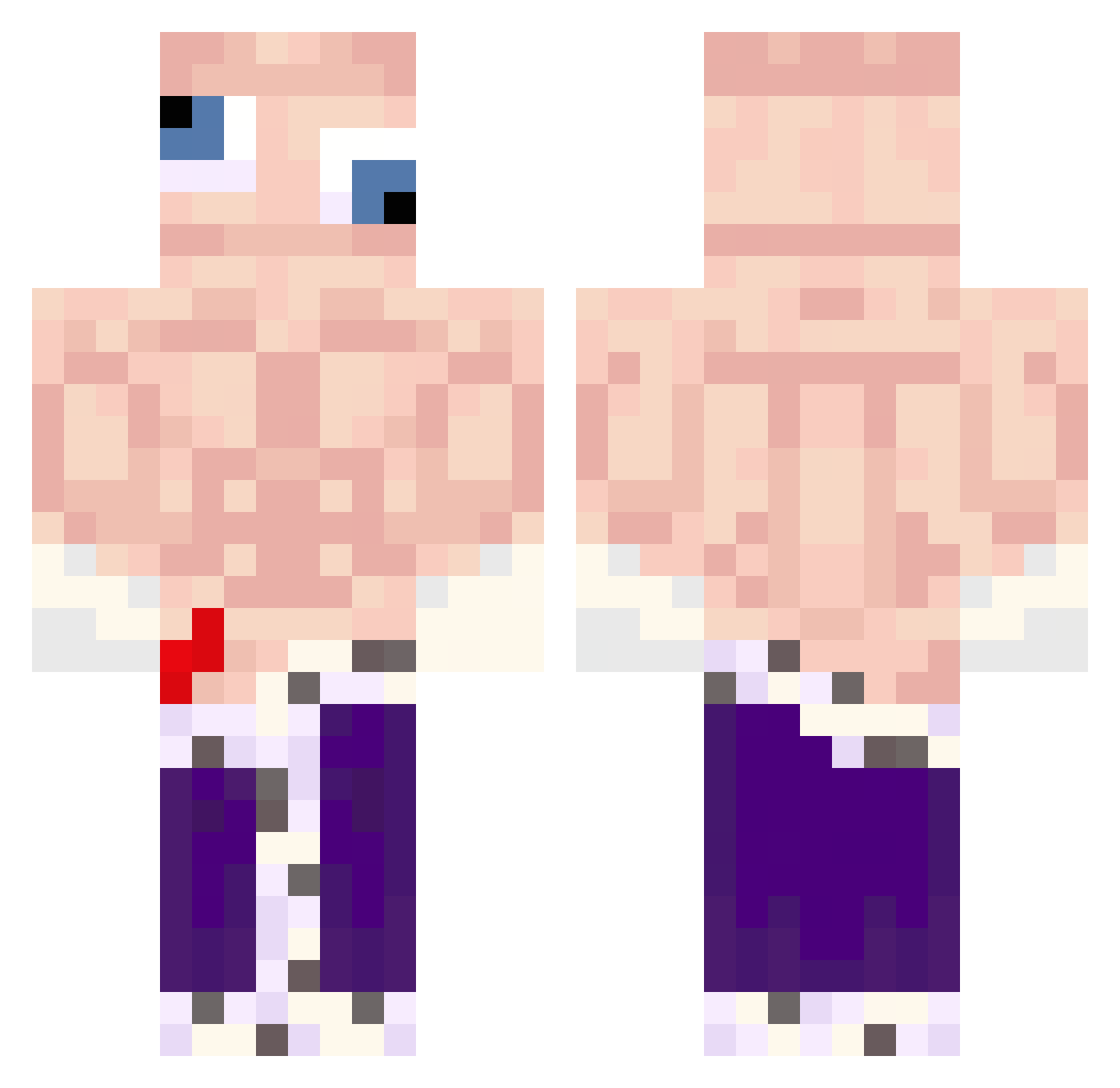 Joeluto Minecraft skin, front and back view