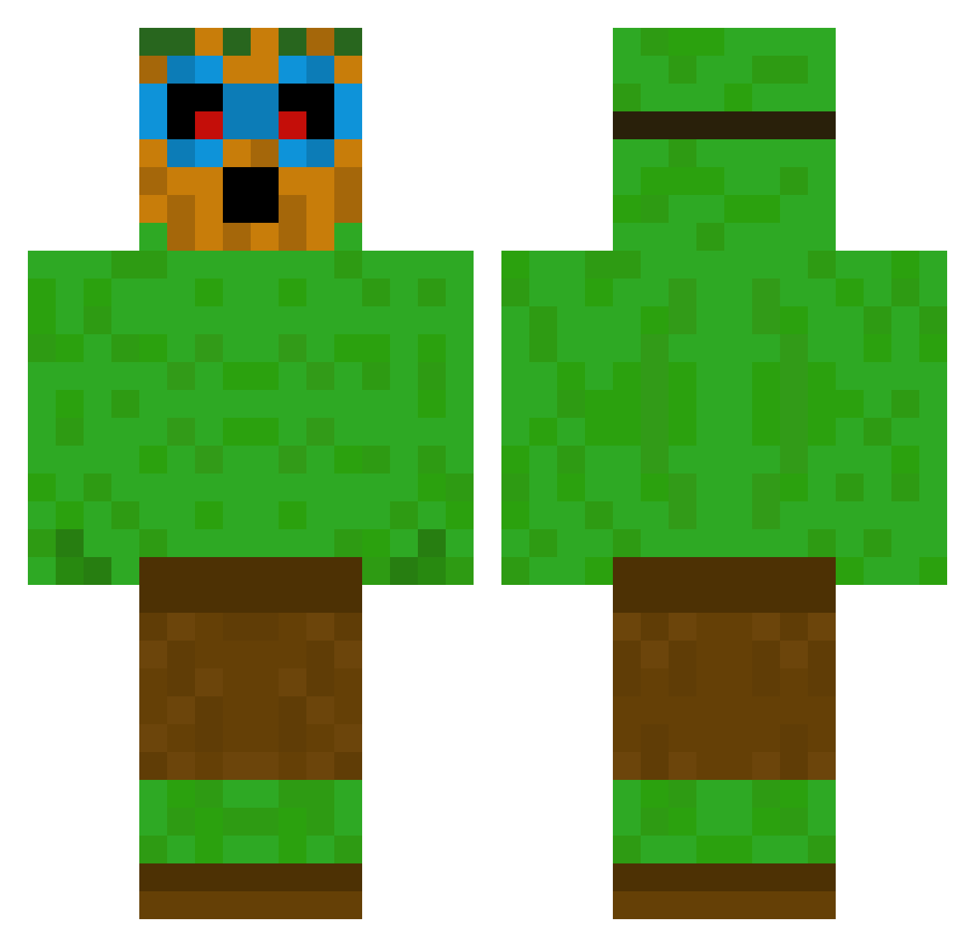 Johnporke Minecraft skin, front and back view