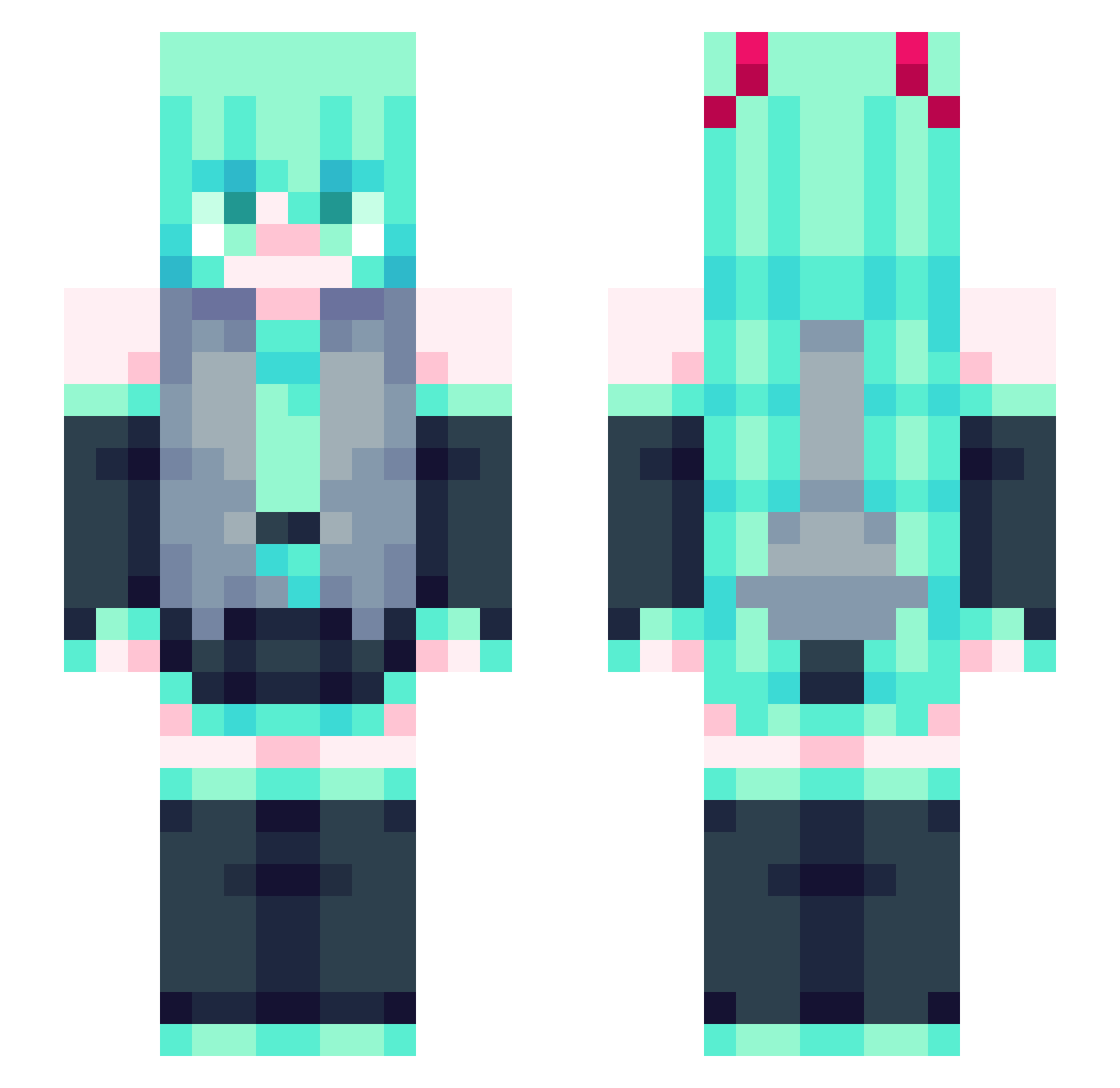 Denimont Minecraft skin, front and back view