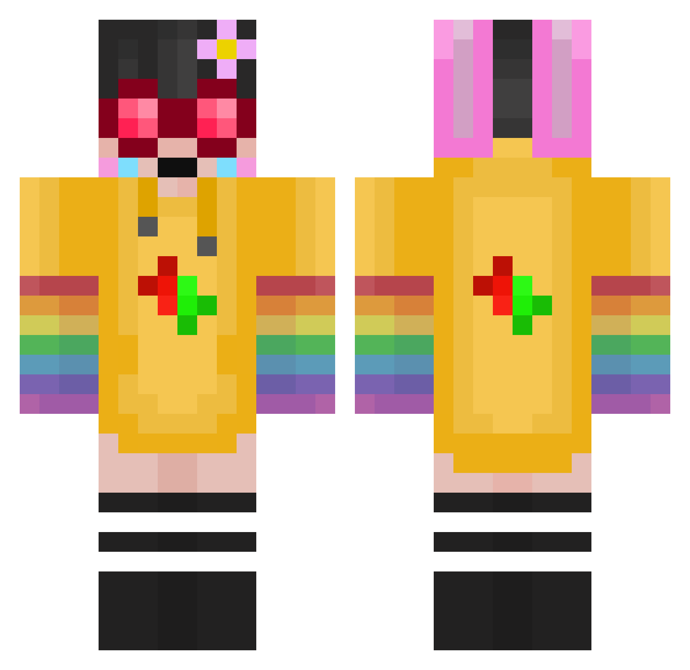 Converstaive Minecraft skin, front and back view