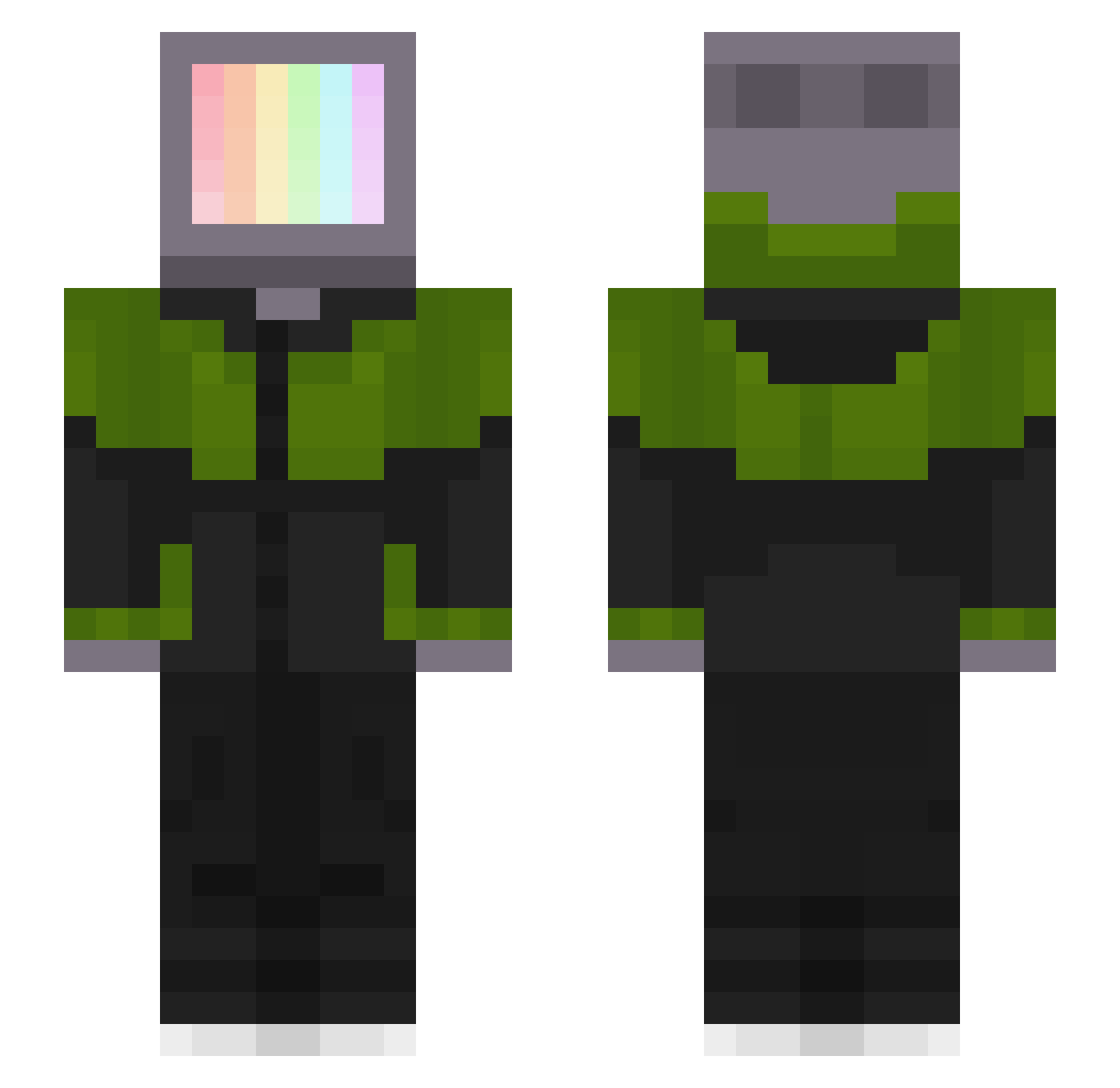 DimeBrii Minecraft skin, front and back view