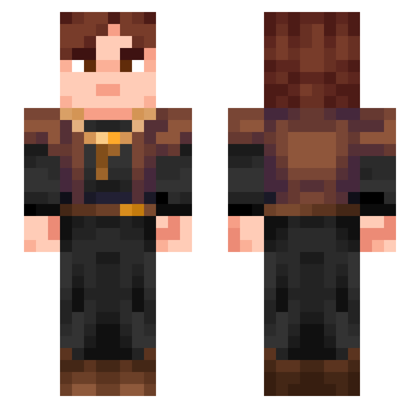 Hqlfbaked Minecraft skin, front and back view
