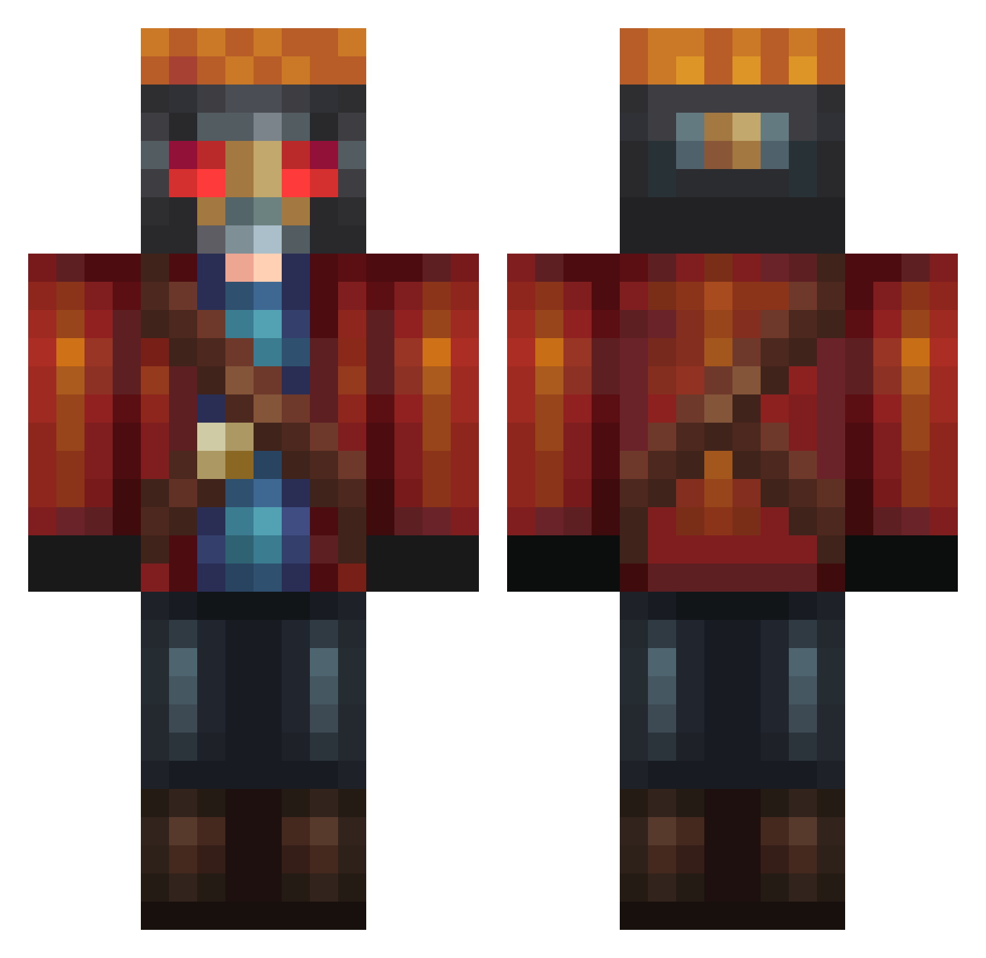 Trois Minecraft skin, front and back view