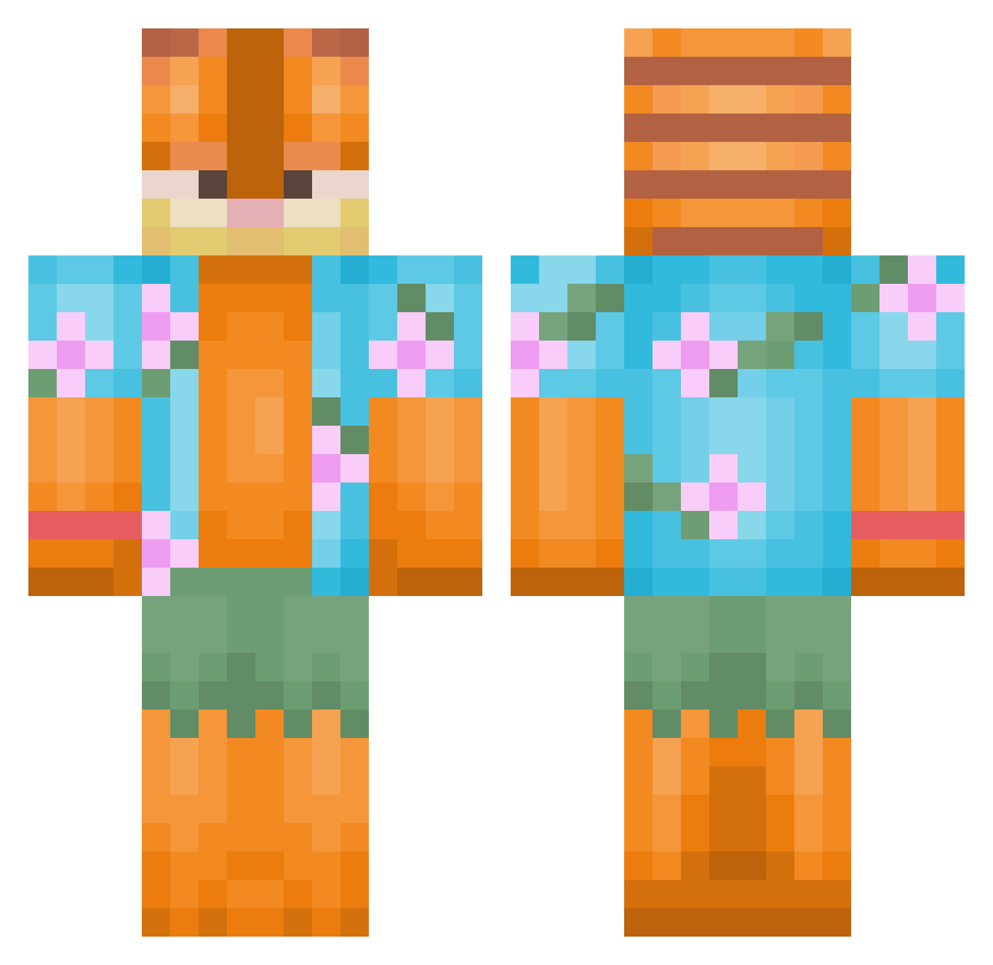 shartgod Minecraft skin, front and back view