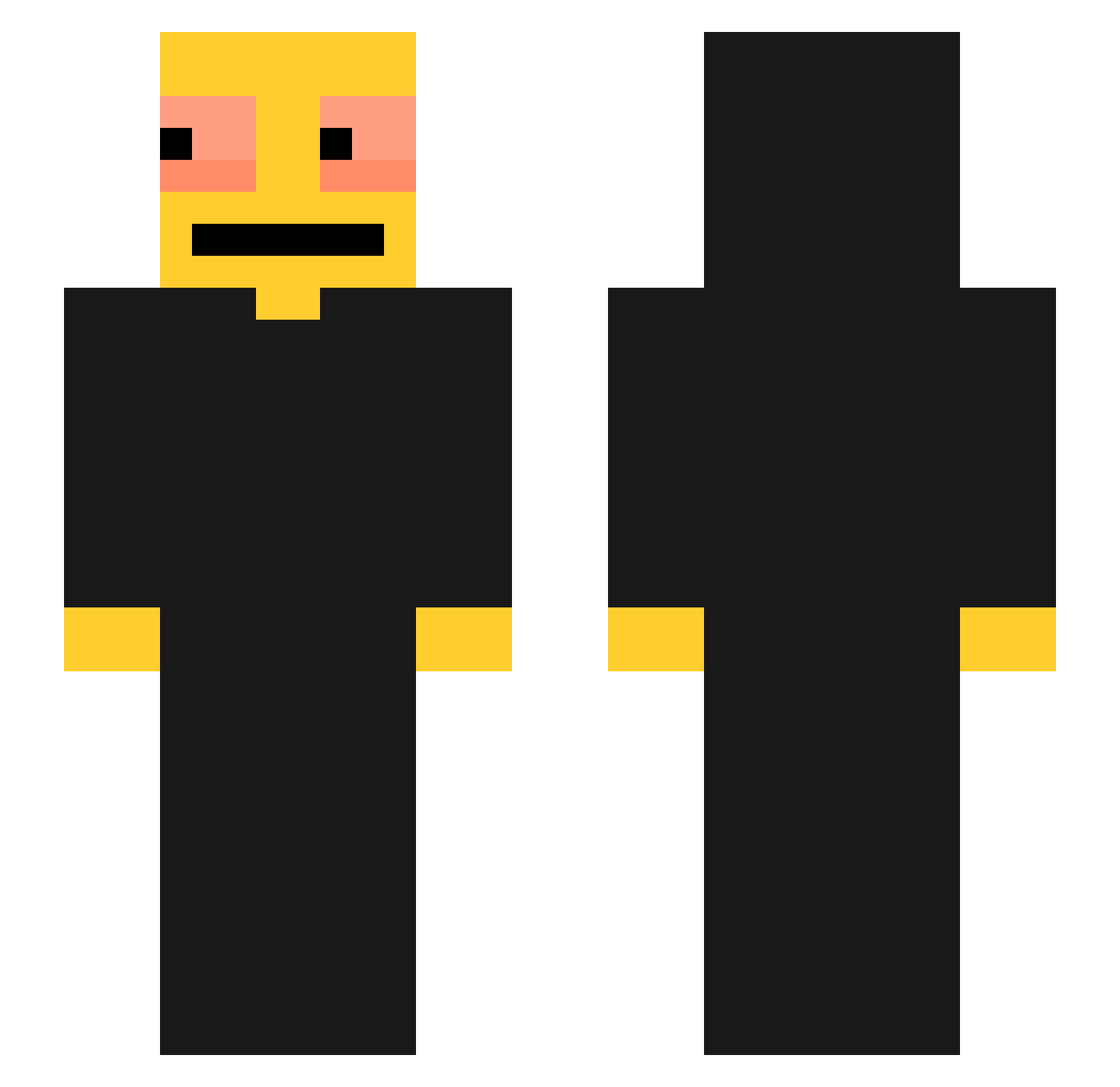 Vertebrates Minecraft skin, front and back view