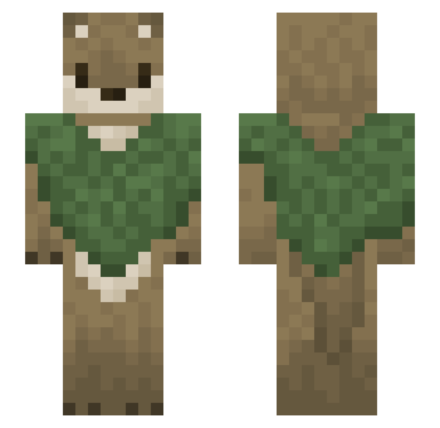 Teatime2 Minecraft skin, front and back view