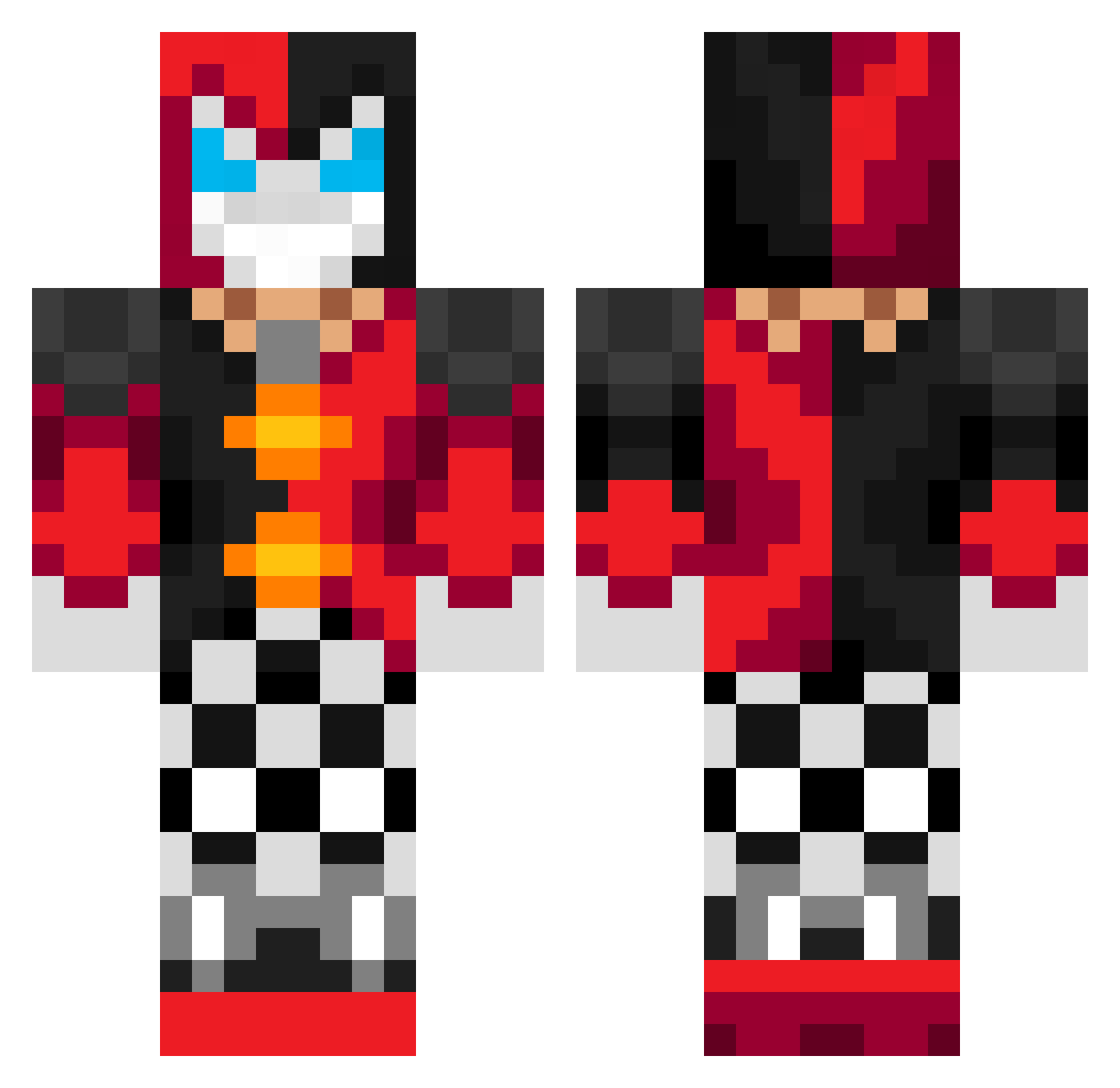 Blood6Rider Minecraft skin, front and back view