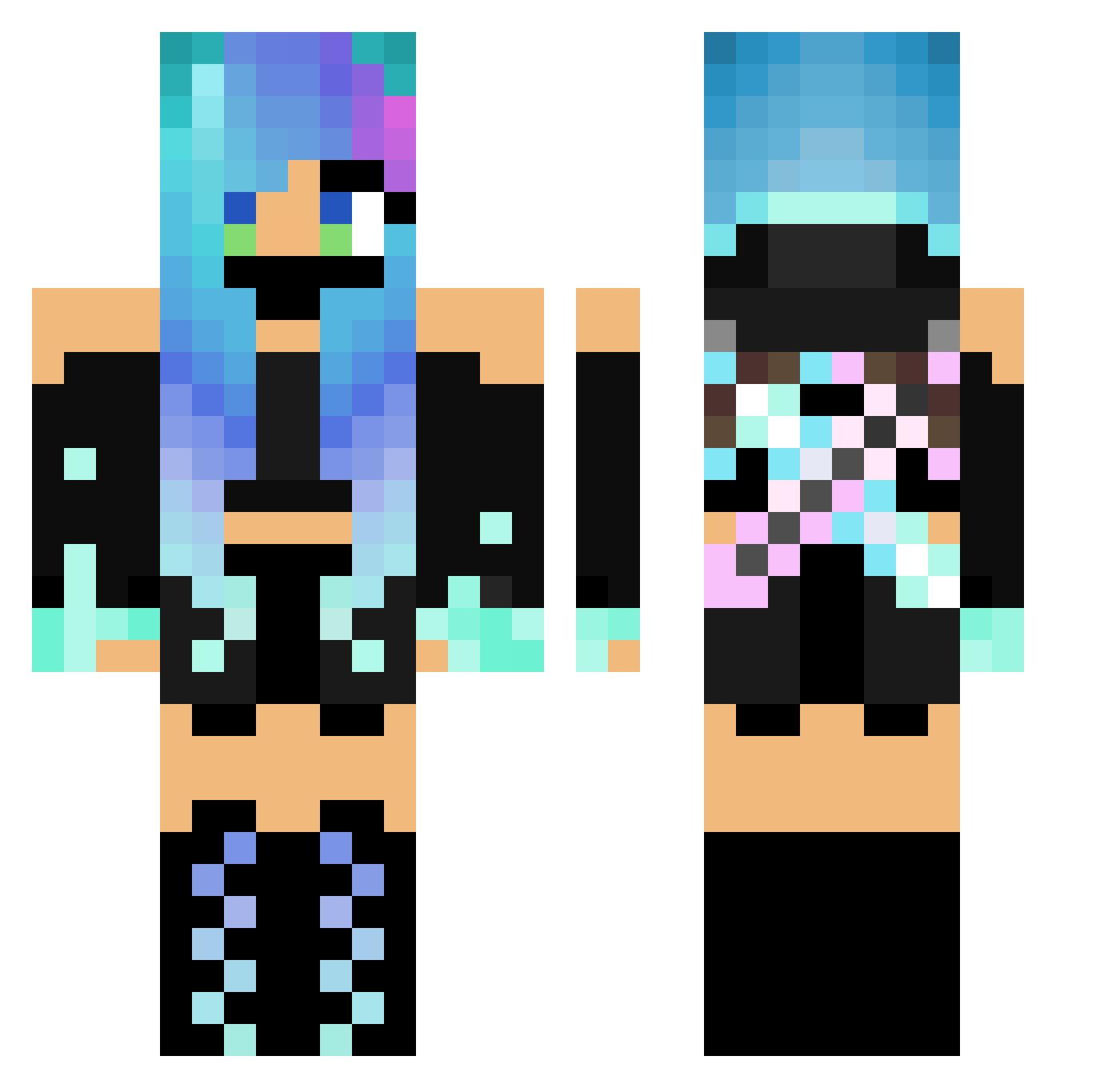Zapherr Minecraft skin, front and back view