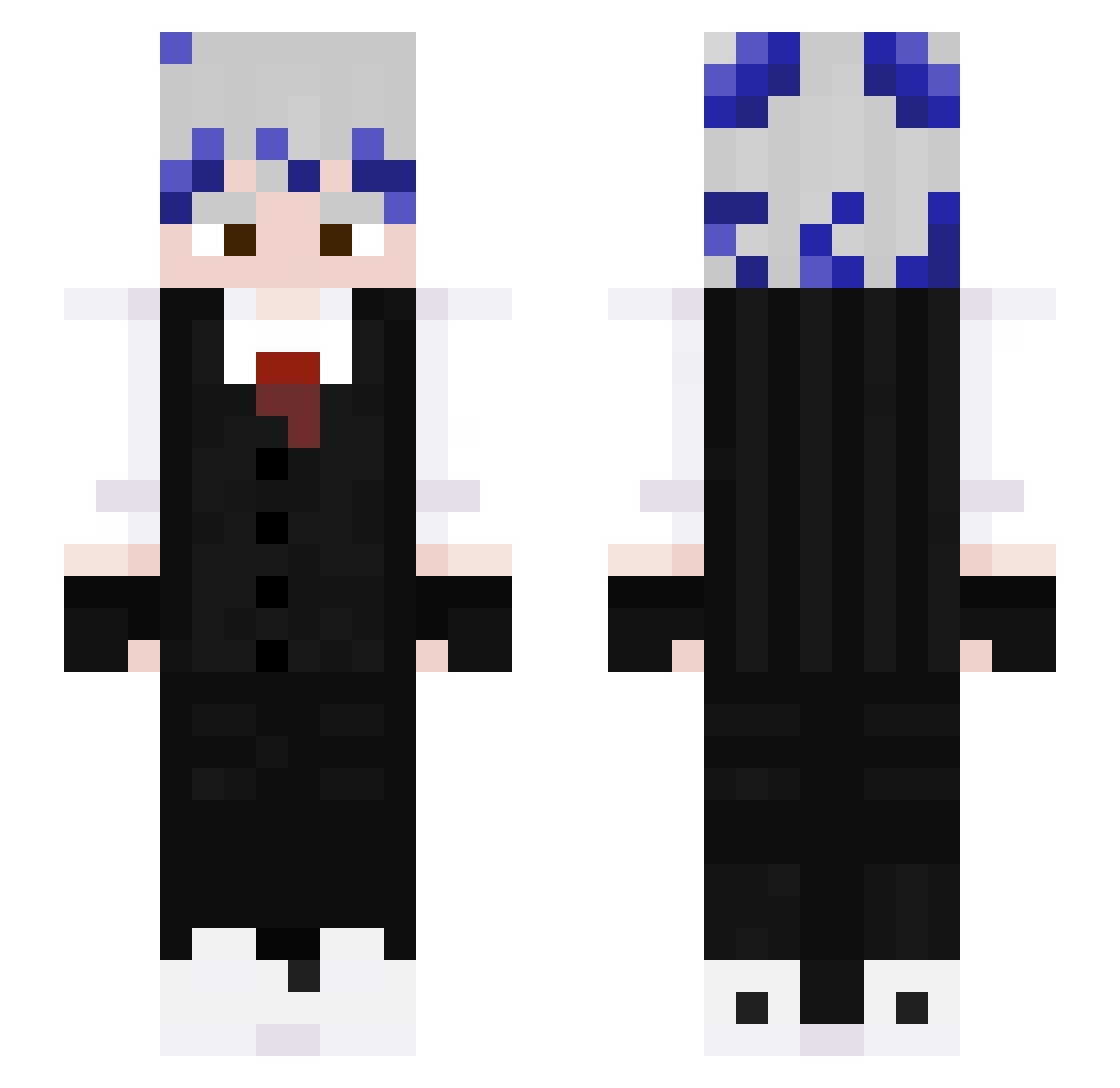 Pulse_BW Minecraft skin, front and back view