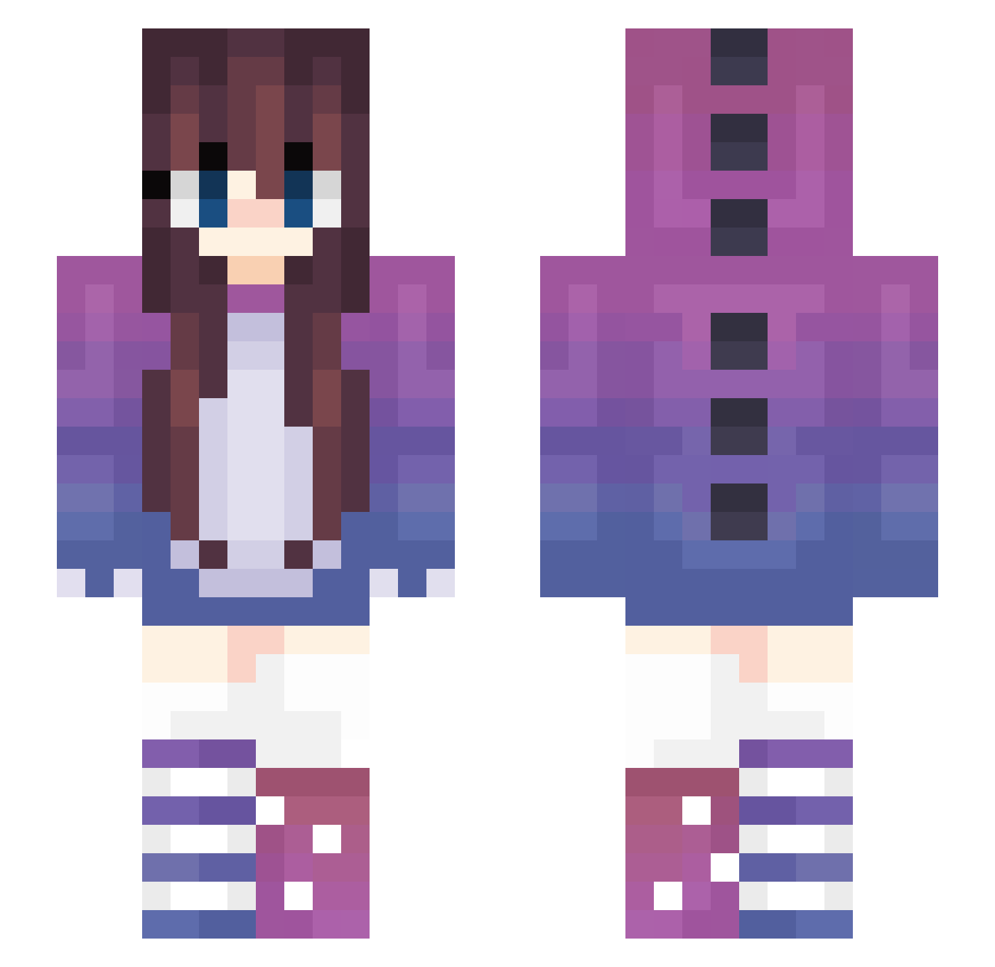 Trisome Minecraft skin, front and back view
