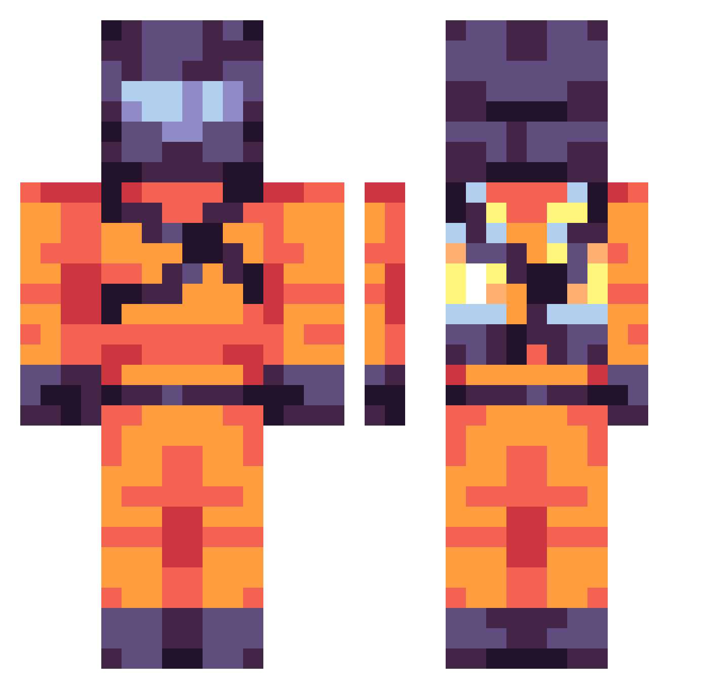 Saboruku Minecraft skin, front and back view