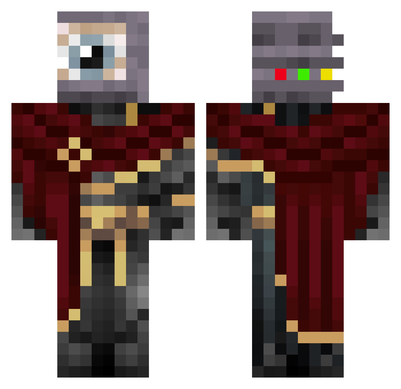 MakuTFA Minecraft skin, front and back view