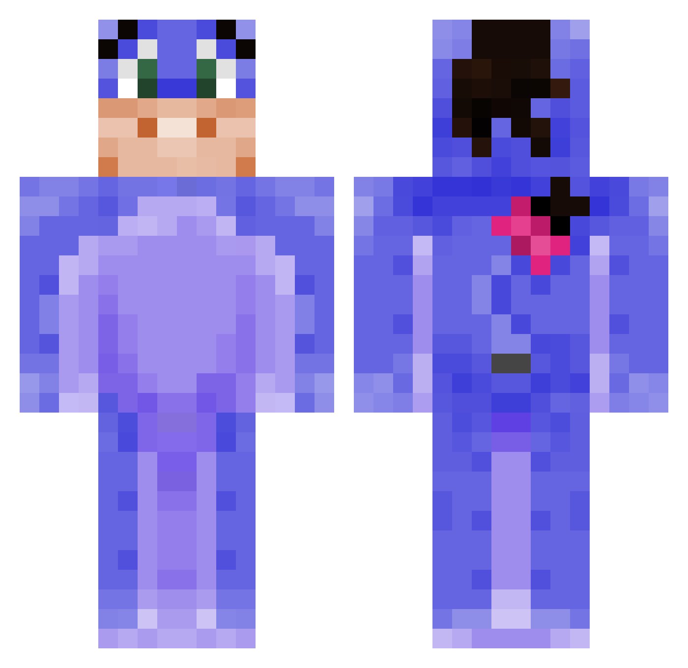 Heists Minecraft skin, front and back view