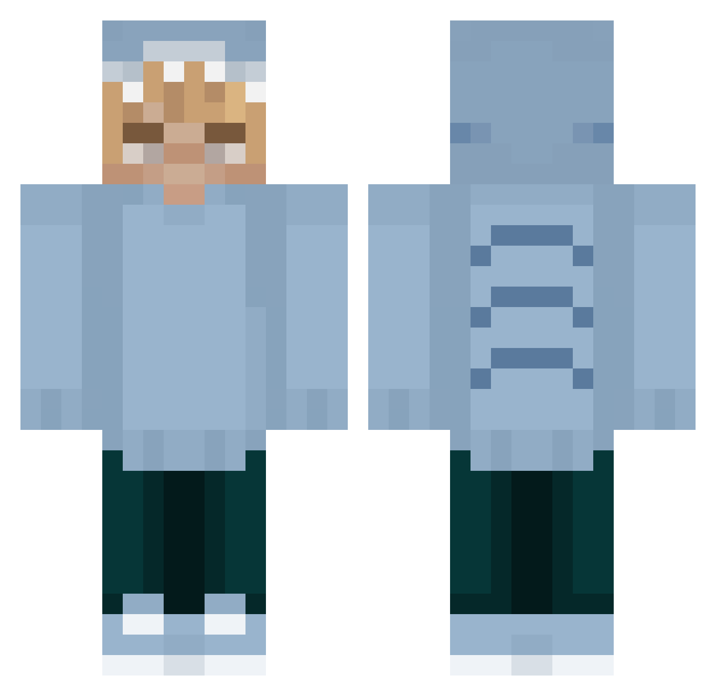 Squirsh Minecraft skin, front and back view
