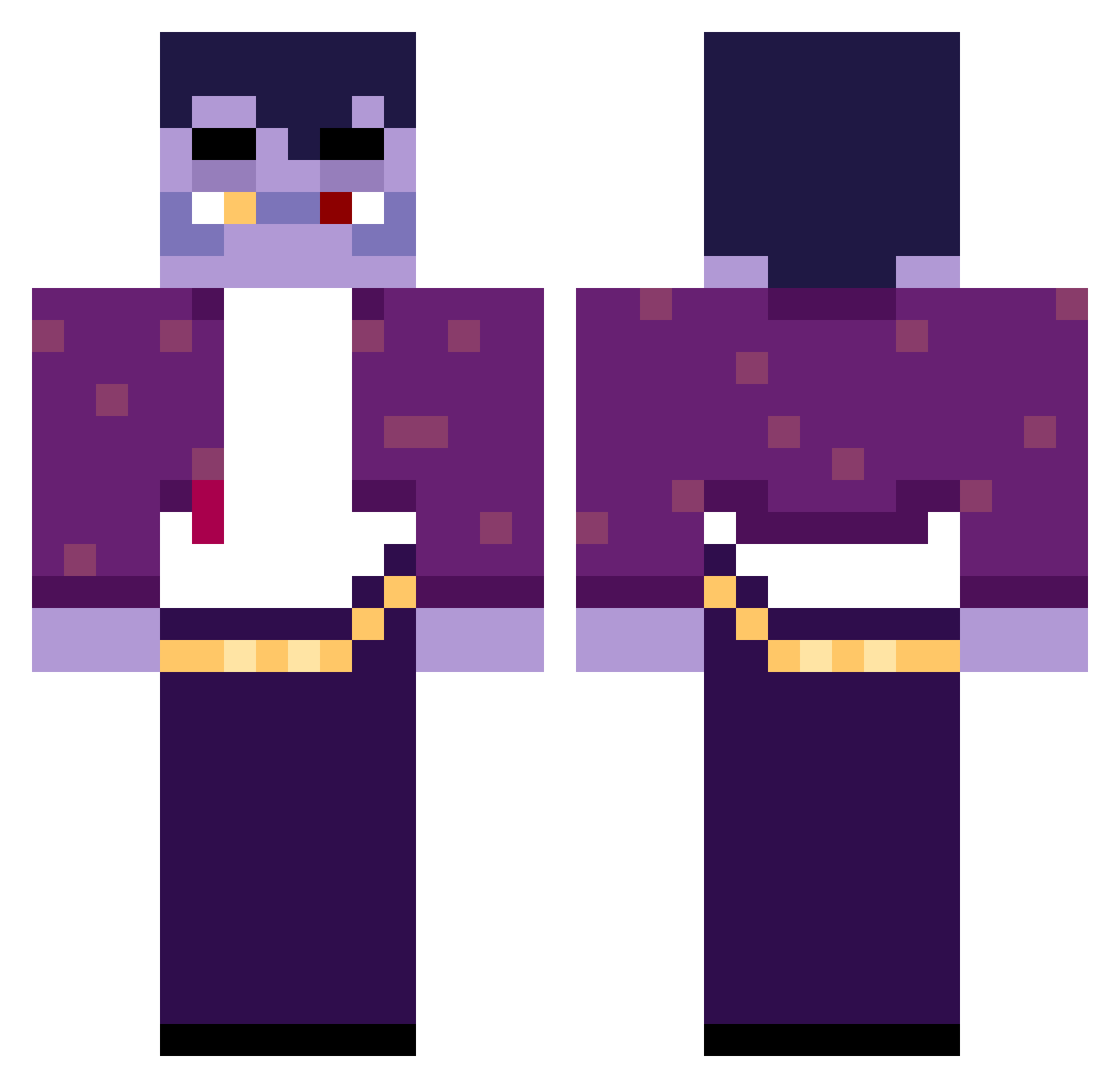 ChaoticDiabetes Minecraft skin, front and back view