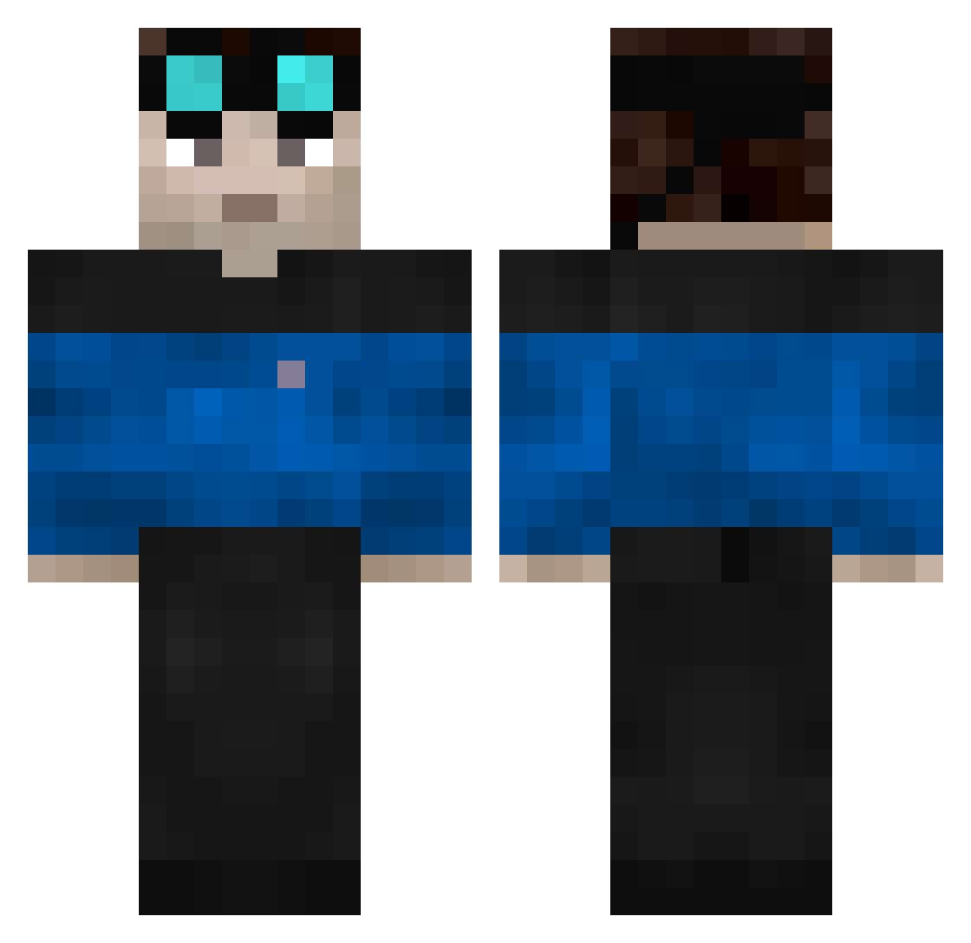 formicid Minecraft skin, front and back view