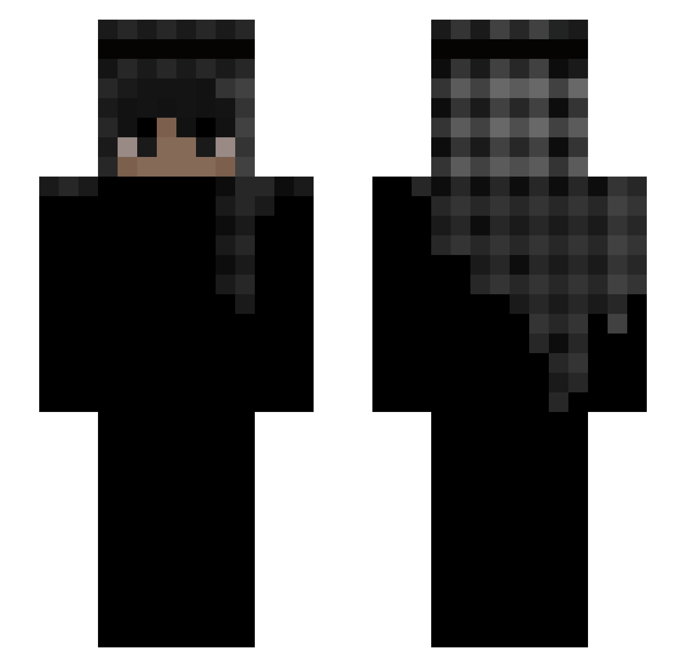 N_ggers Minecraft skin, front and back view