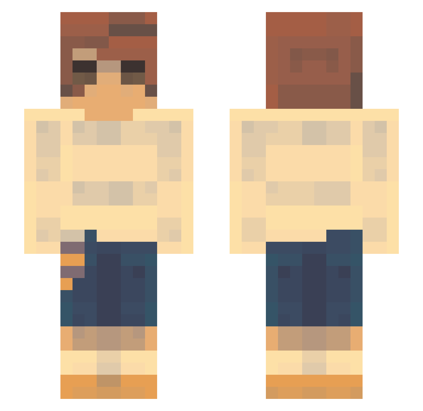 Weenocks Minecraft skin, front and back view