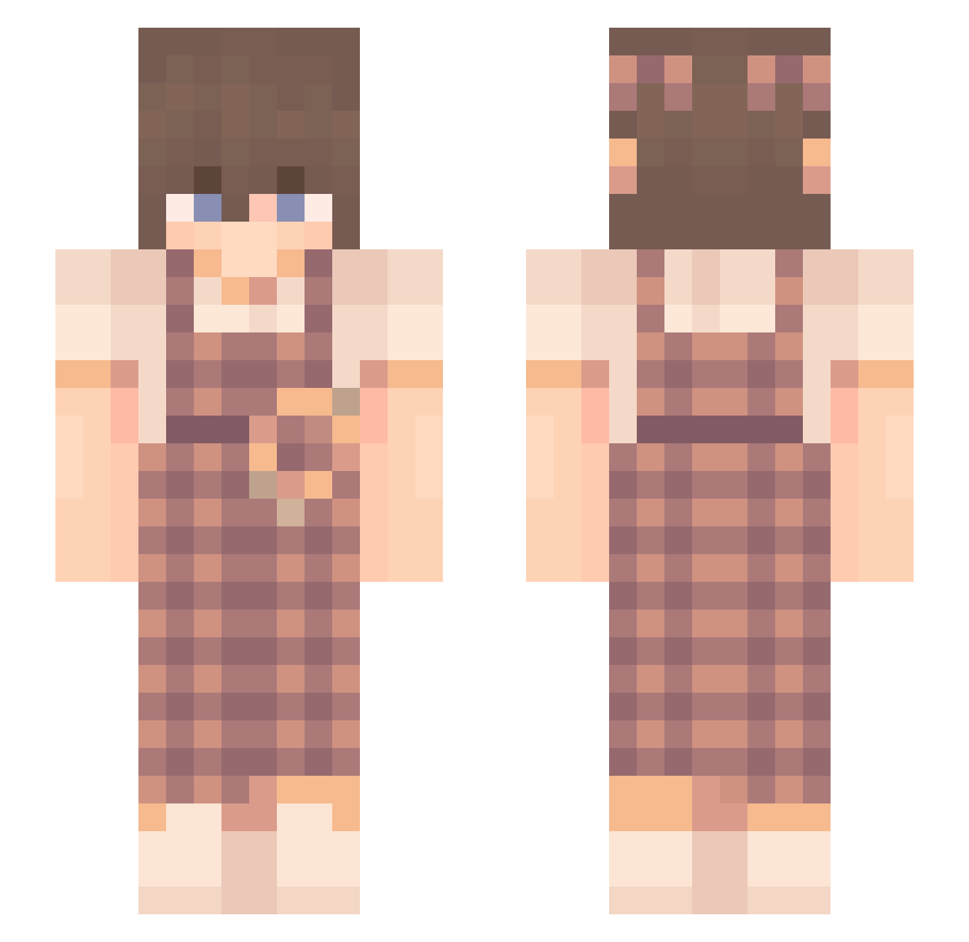 raspbees Minecraft skin, front and back view