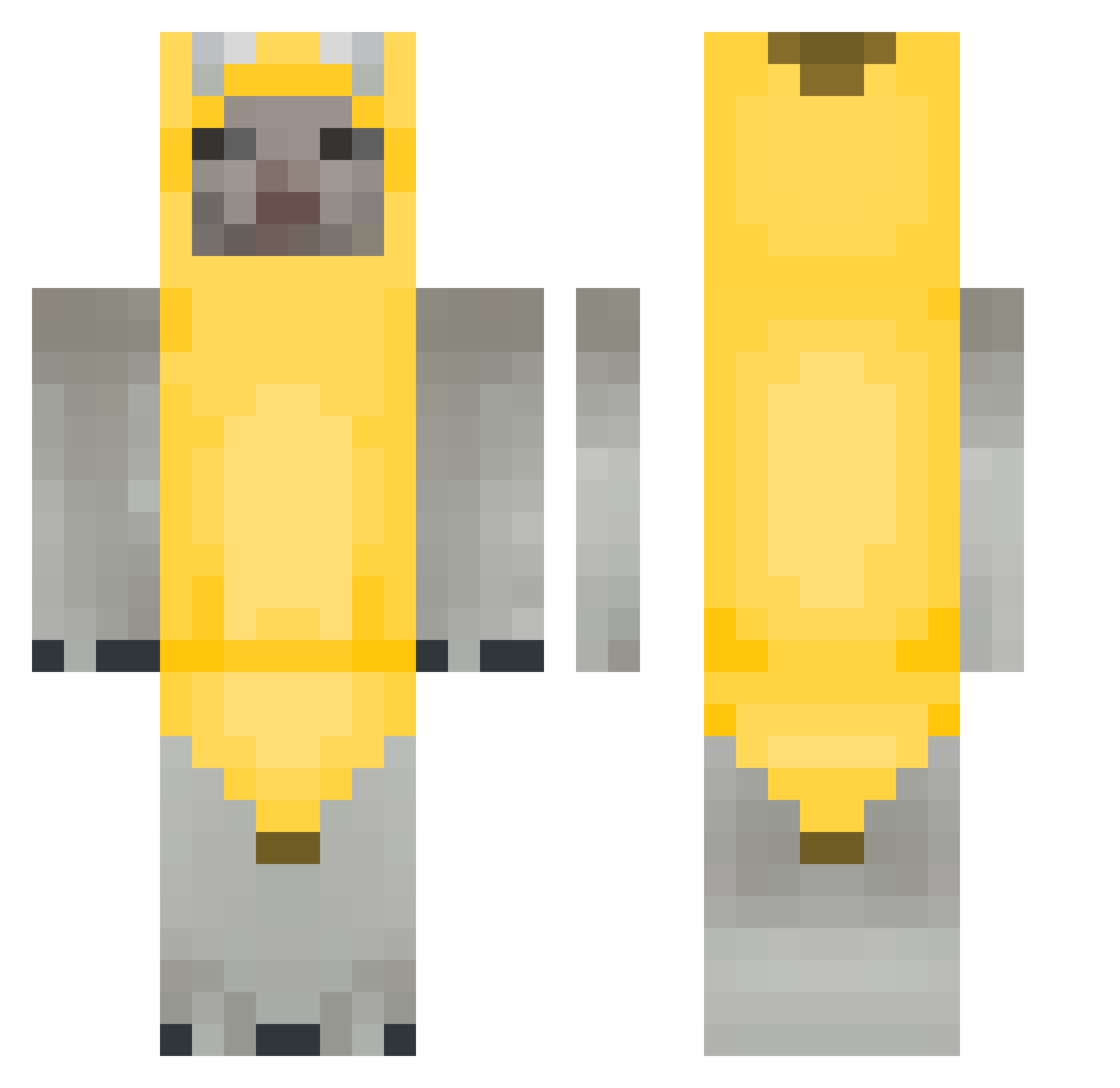 Koinski Minecraft skin, front and back view