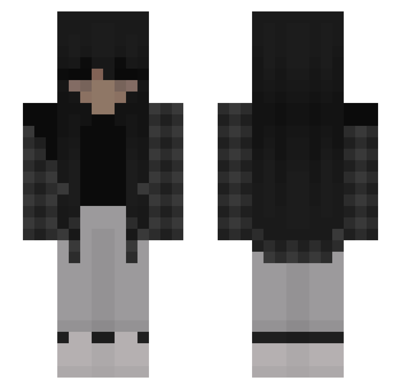 yanacx Minecraft skin, front and back view