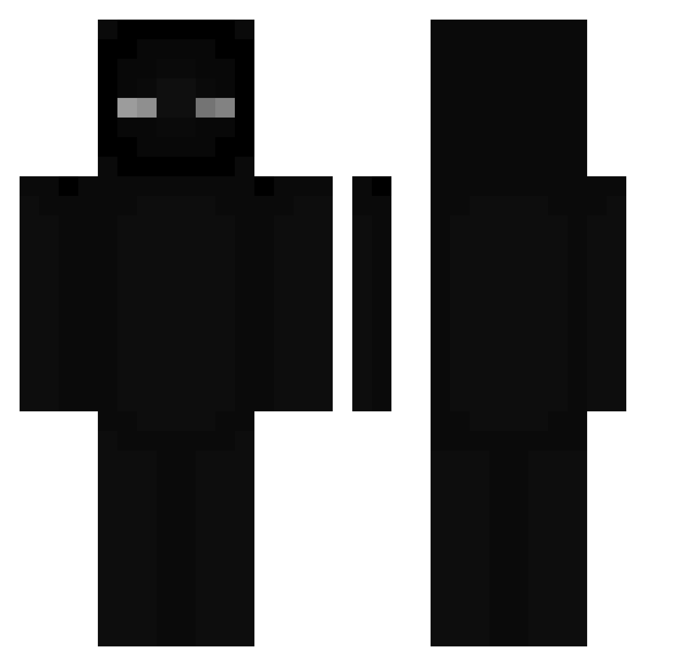 SlushySlender Minecraft skin, front and back view