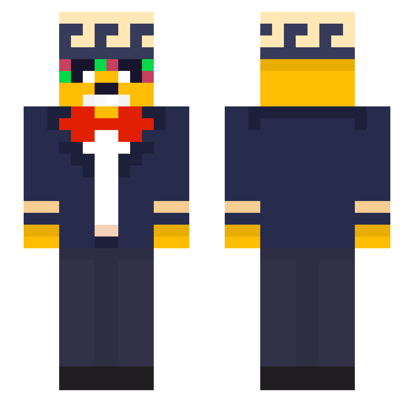 DenIdCool Minecraft skin, front and back view