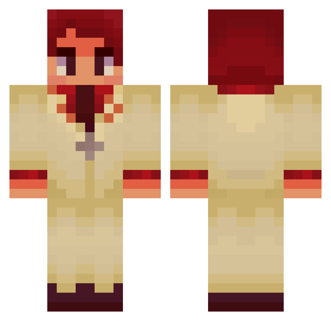 Unfantastical Minecraft skin, front and back view