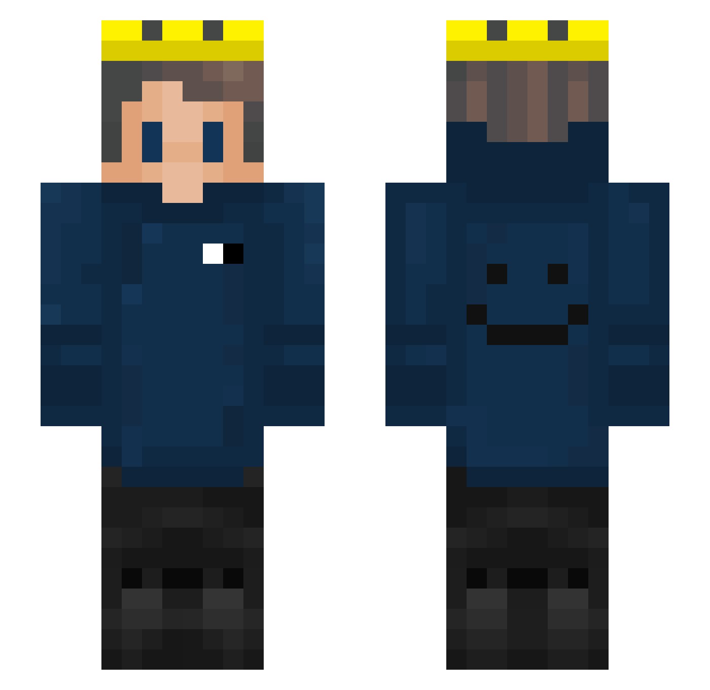 SpazeXD Minecraft skin, front and back view
