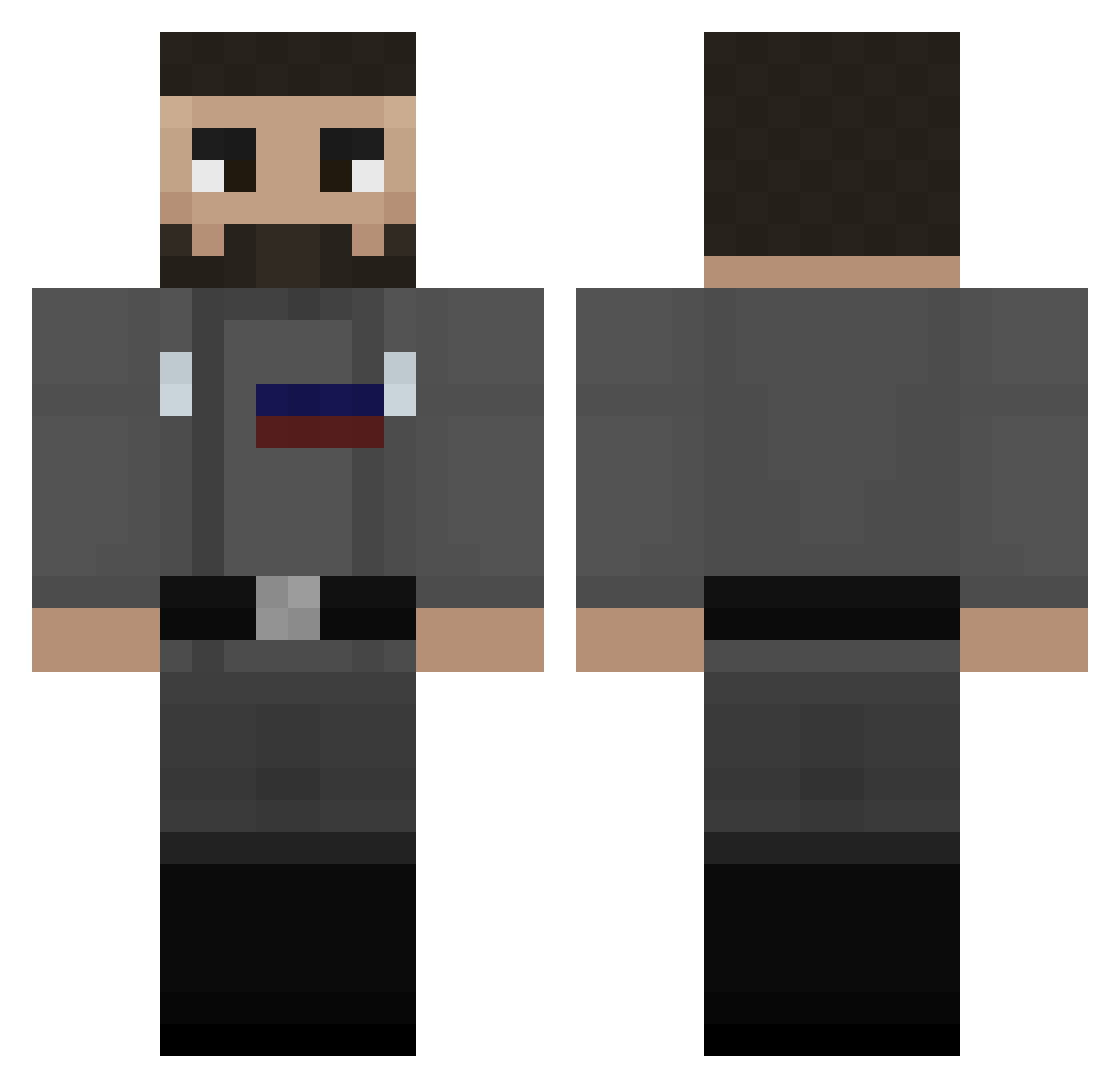 BurgerBenji Minecraft skin, front and back view