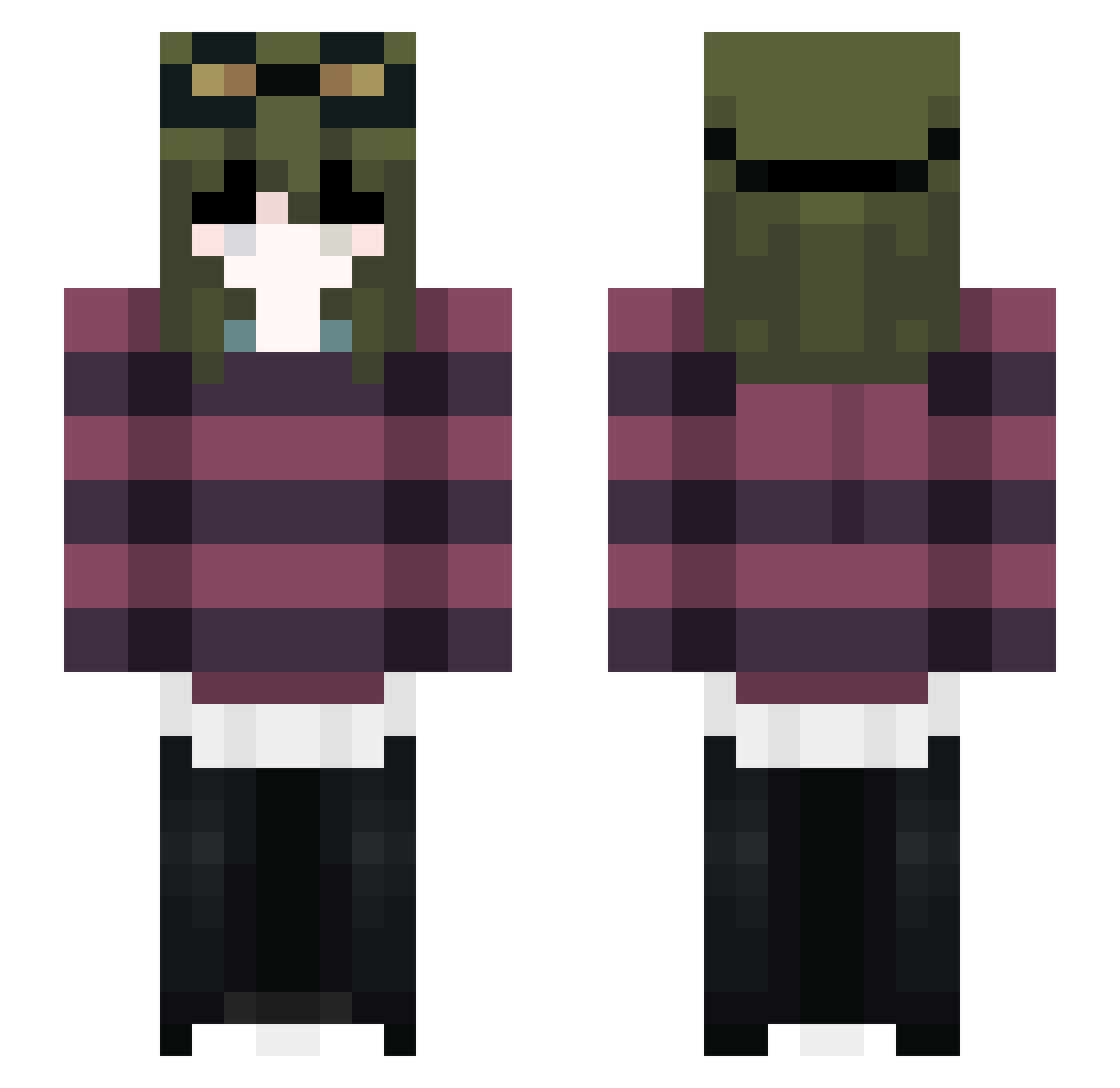 overcontrolling Minecraft skin, front and back view