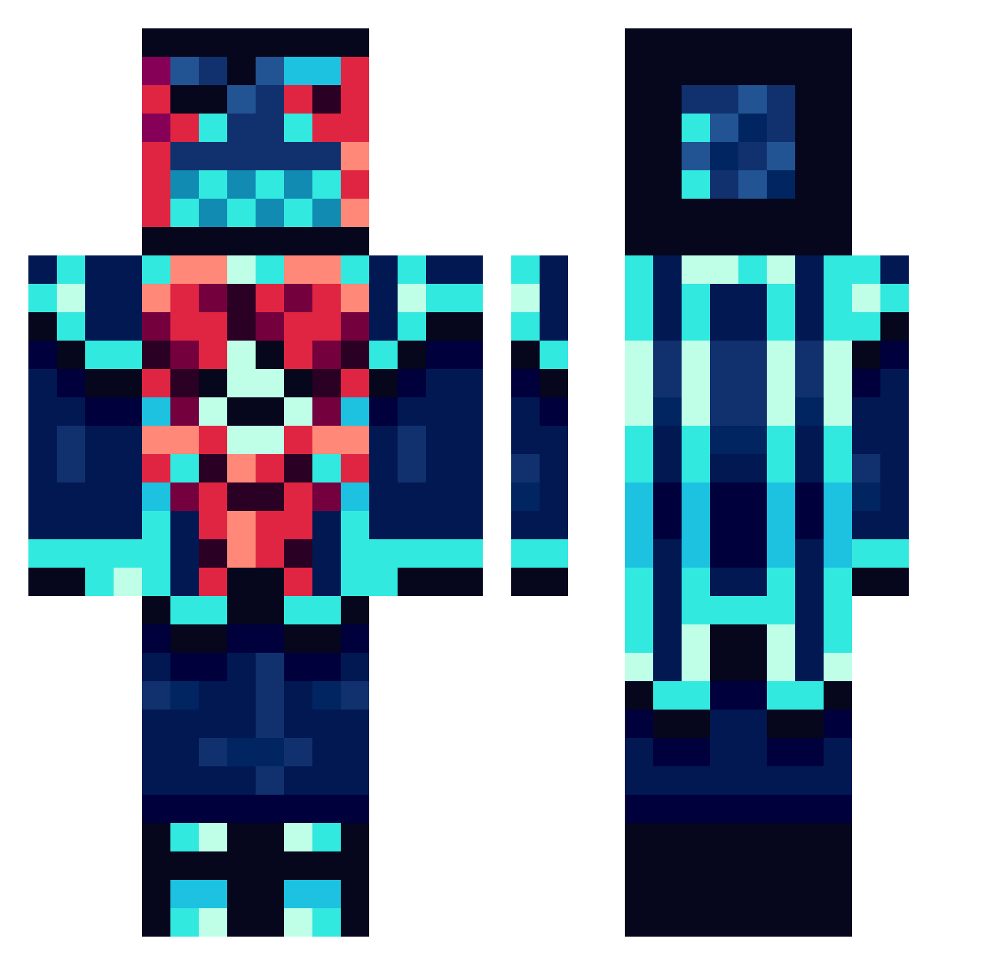 Vrutax Minecraft skin, front and back view