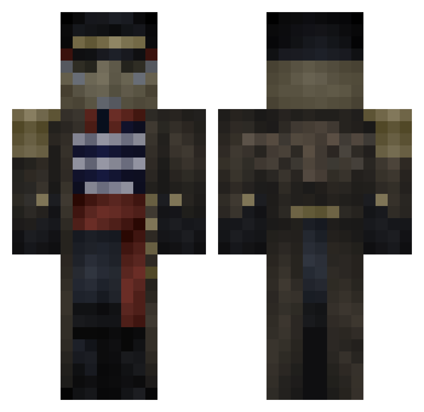 SensenmannTod Minecraft skin, front and back view