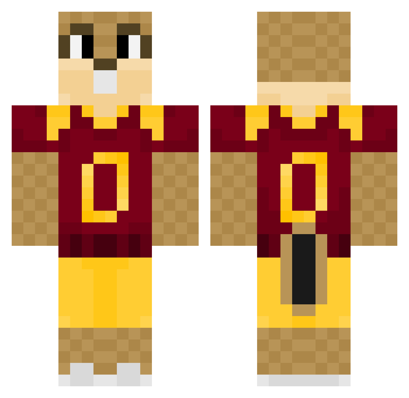 SazyYaDiGG Minecraft skin, front and back view