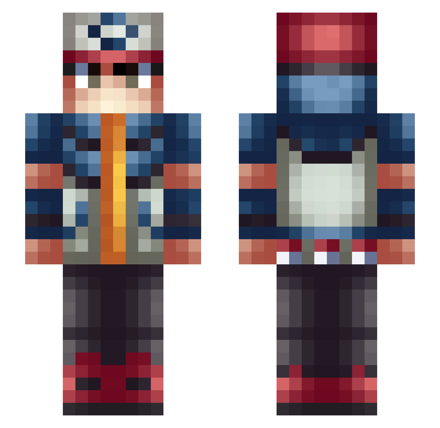 Nekroside8145 Minecraft skin, front and back view