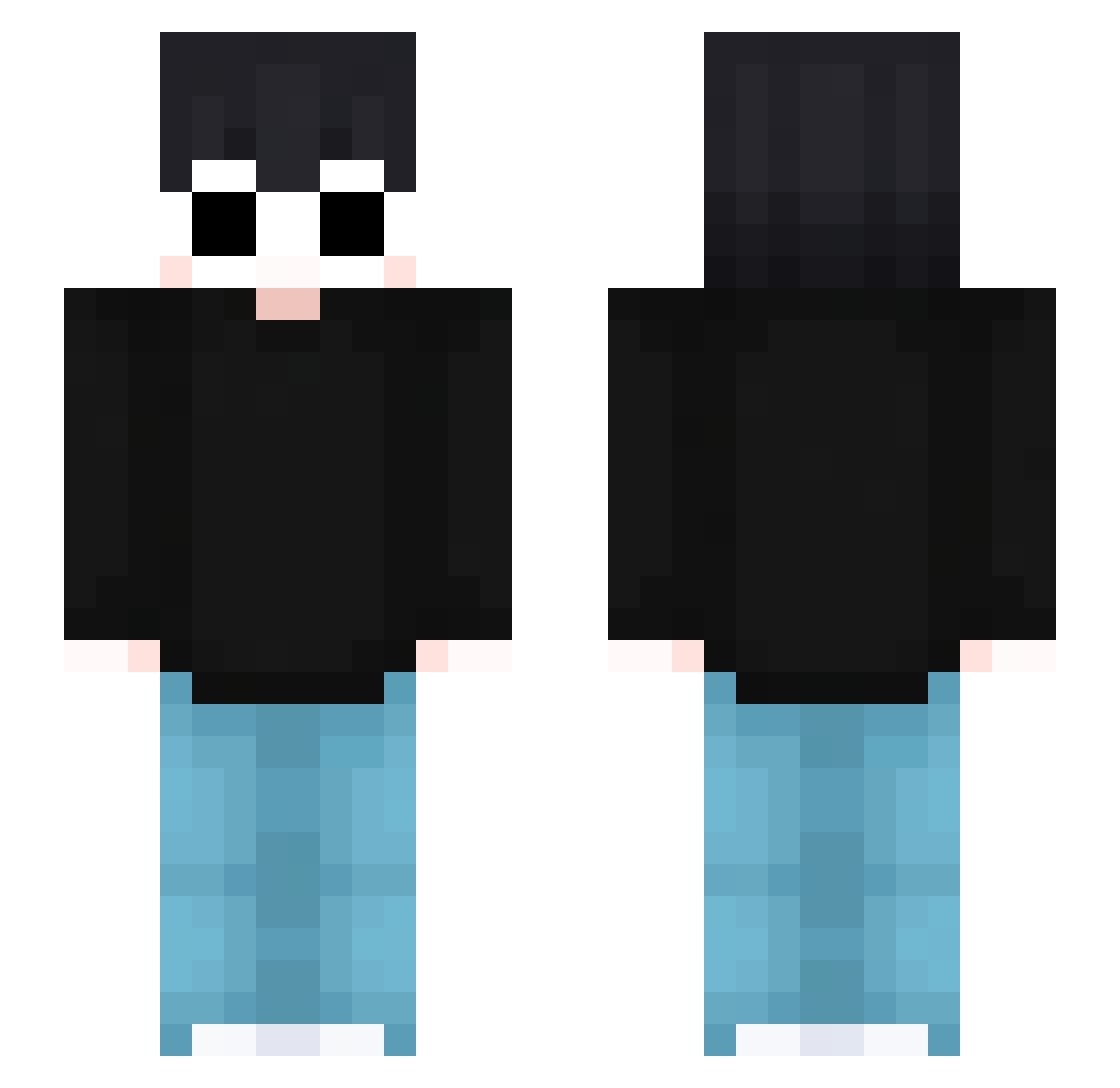 sewagehead Minecraft skin, front and back view
