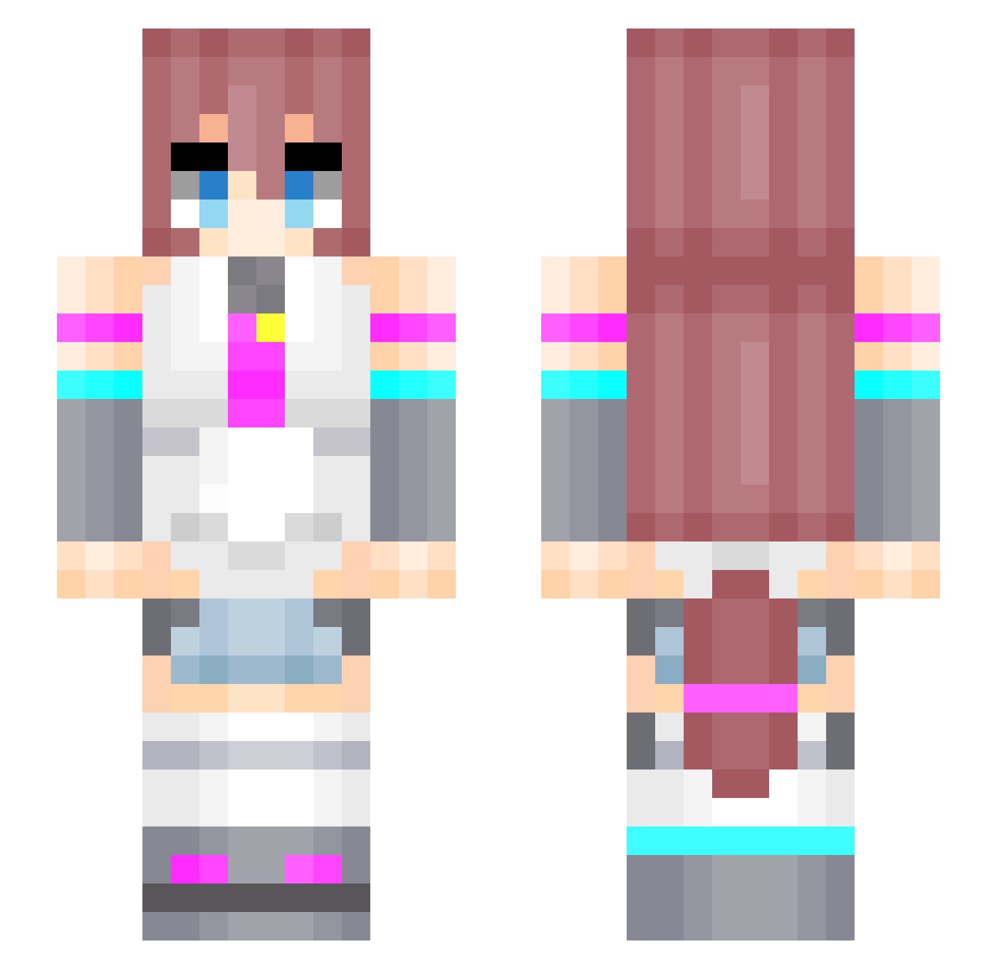 Toumei1 Minecraft skin, front and back view