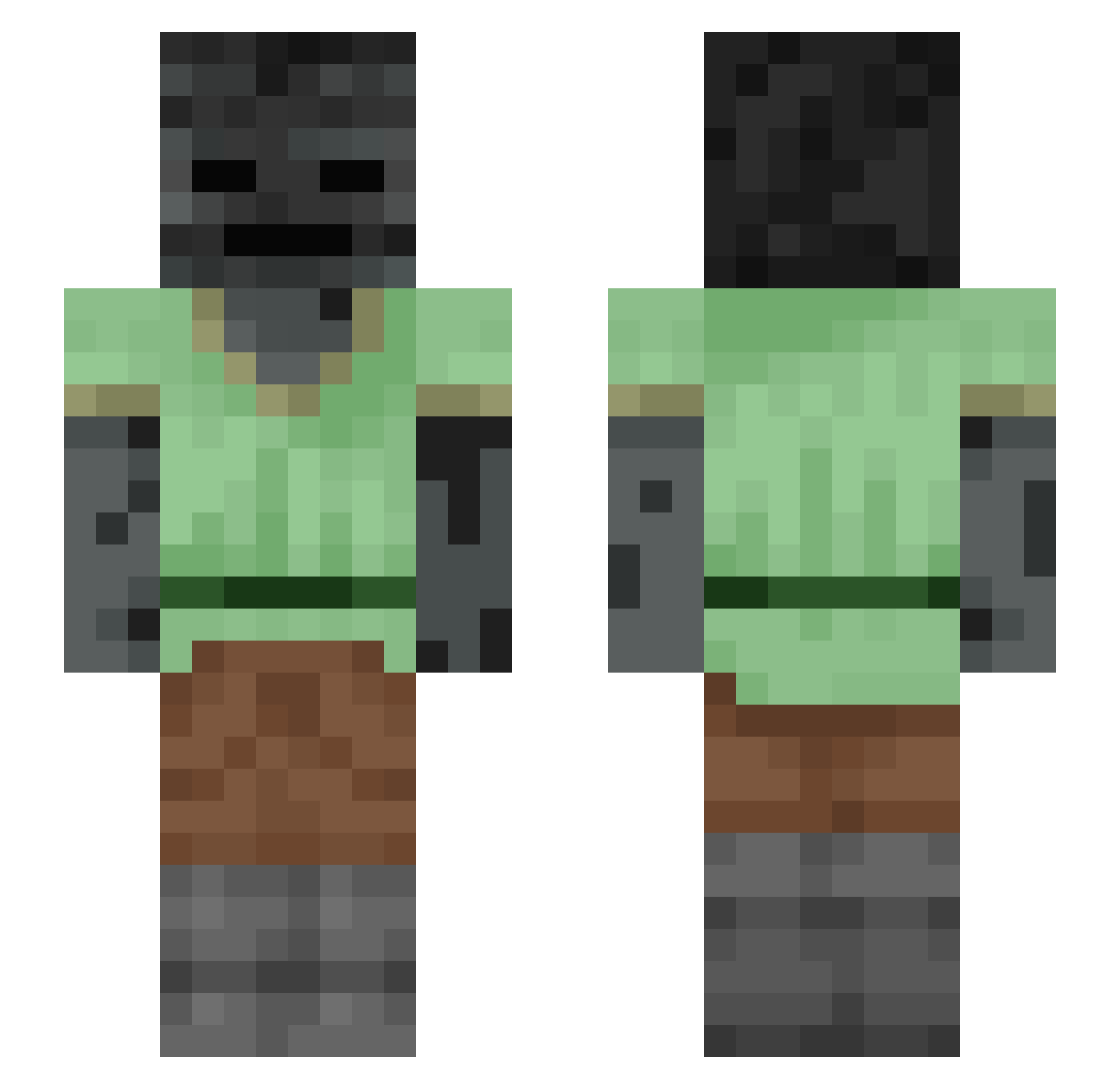 witherwander Minecraft skin, front and back view