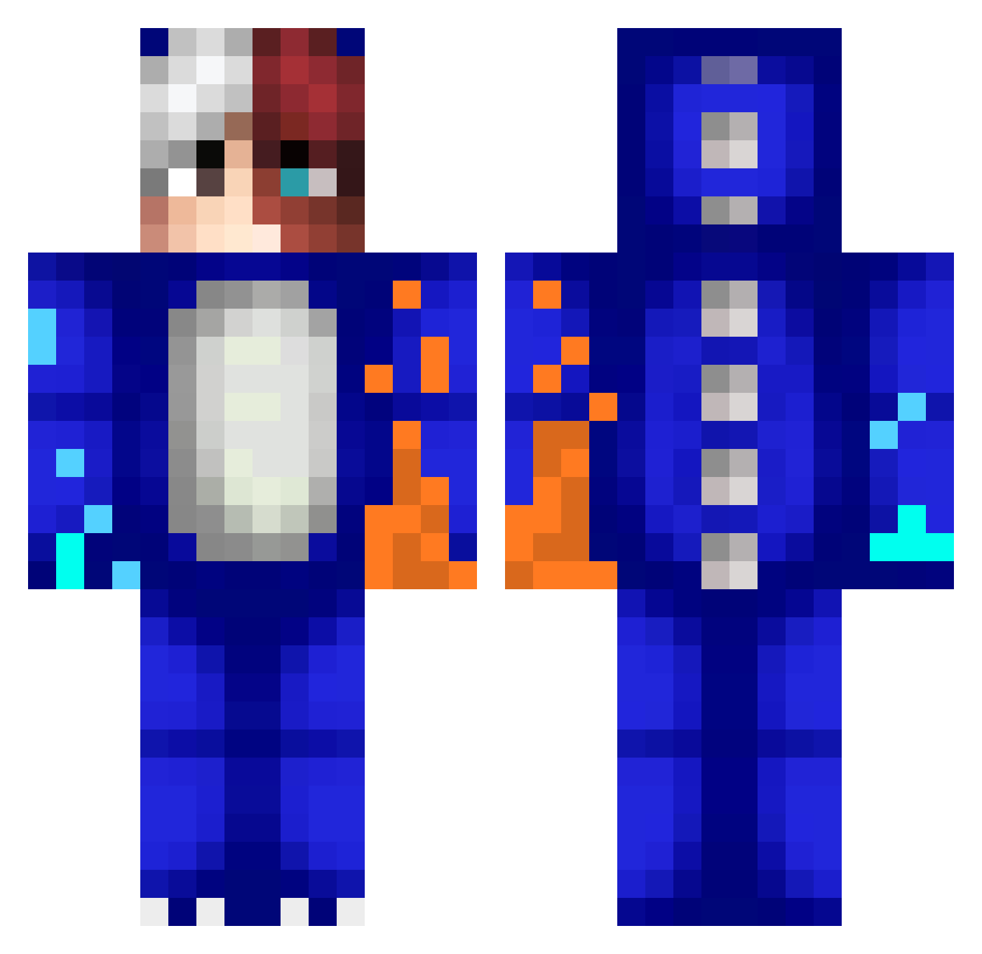 TheLuksfry Minecraft skin, front and back view