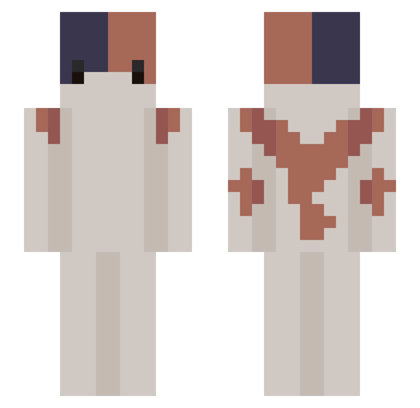 sweaxq Minecraft skin, front and back view