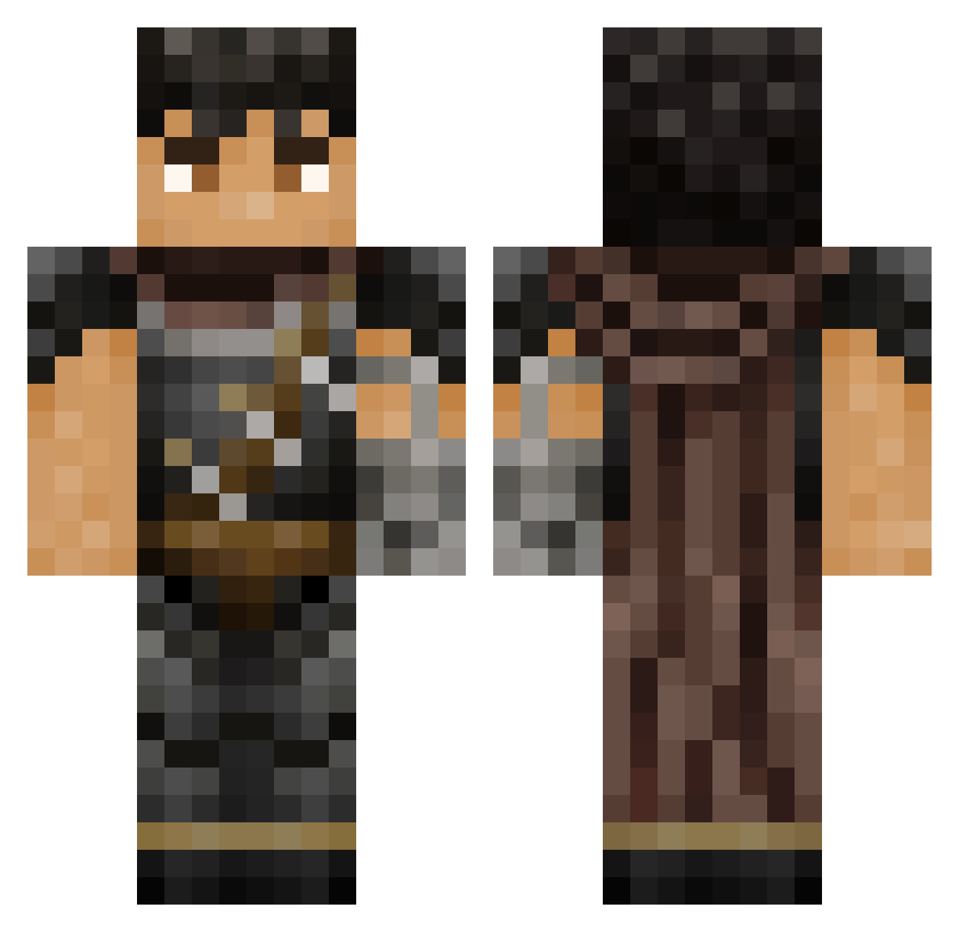 SkulllKnight Minecraft skin, front and back view