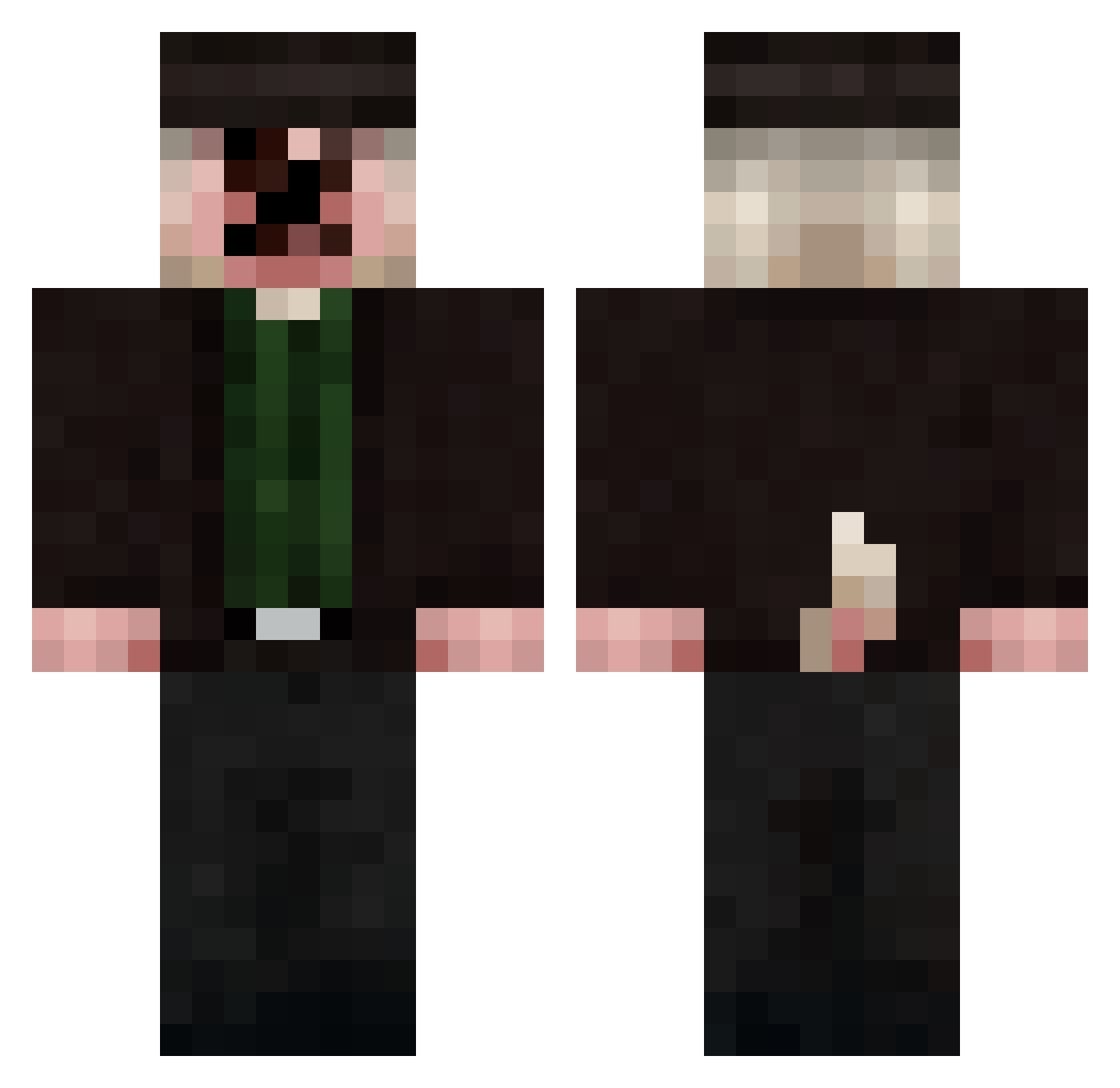 PlayedGiraffe75 Minecraft skin, front and back view
