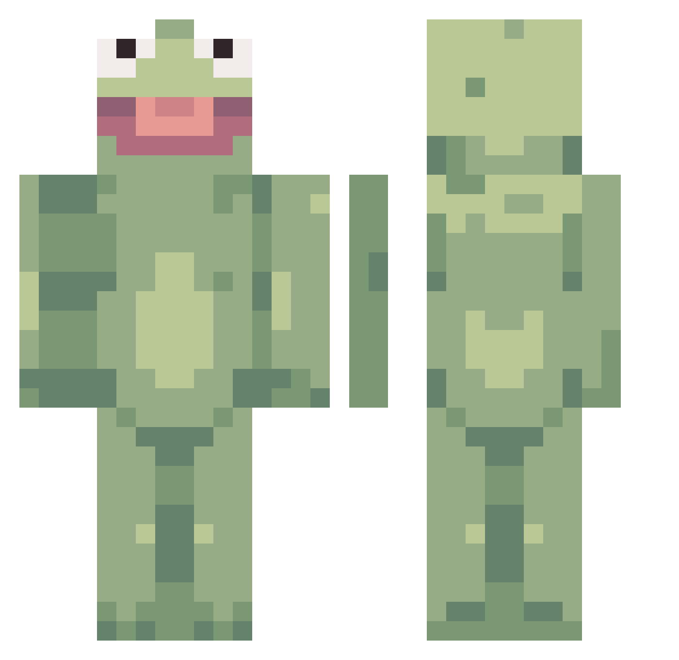 pezwright Minecraft skin, front and back view
