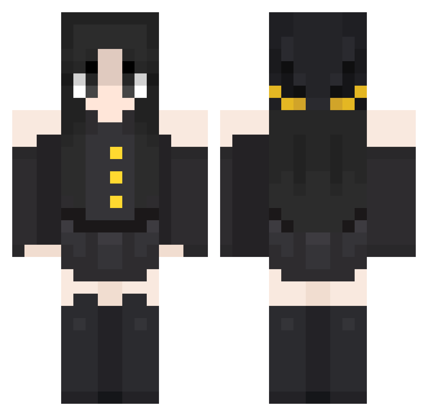HapK1 Minecraft skin, front and back view