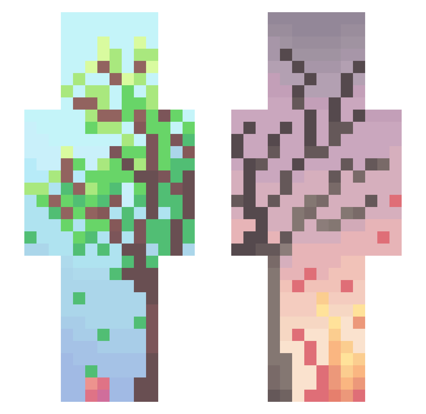 Upheavals Minecraft skin, front and back view