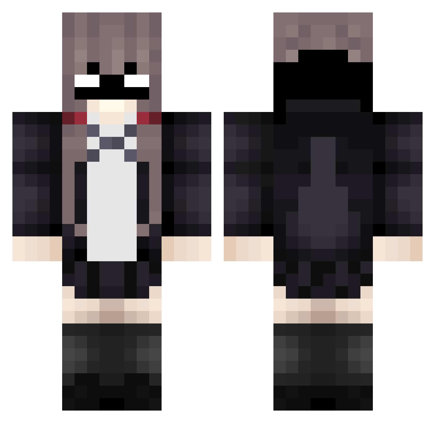 WhoIsJcg Minecraft skin, front and back view