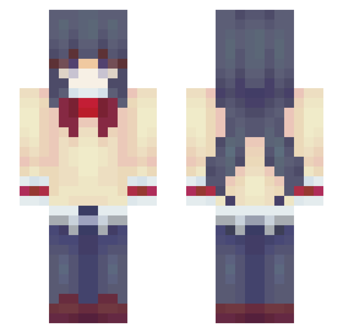 shinmie Minecraft skin, front and back view